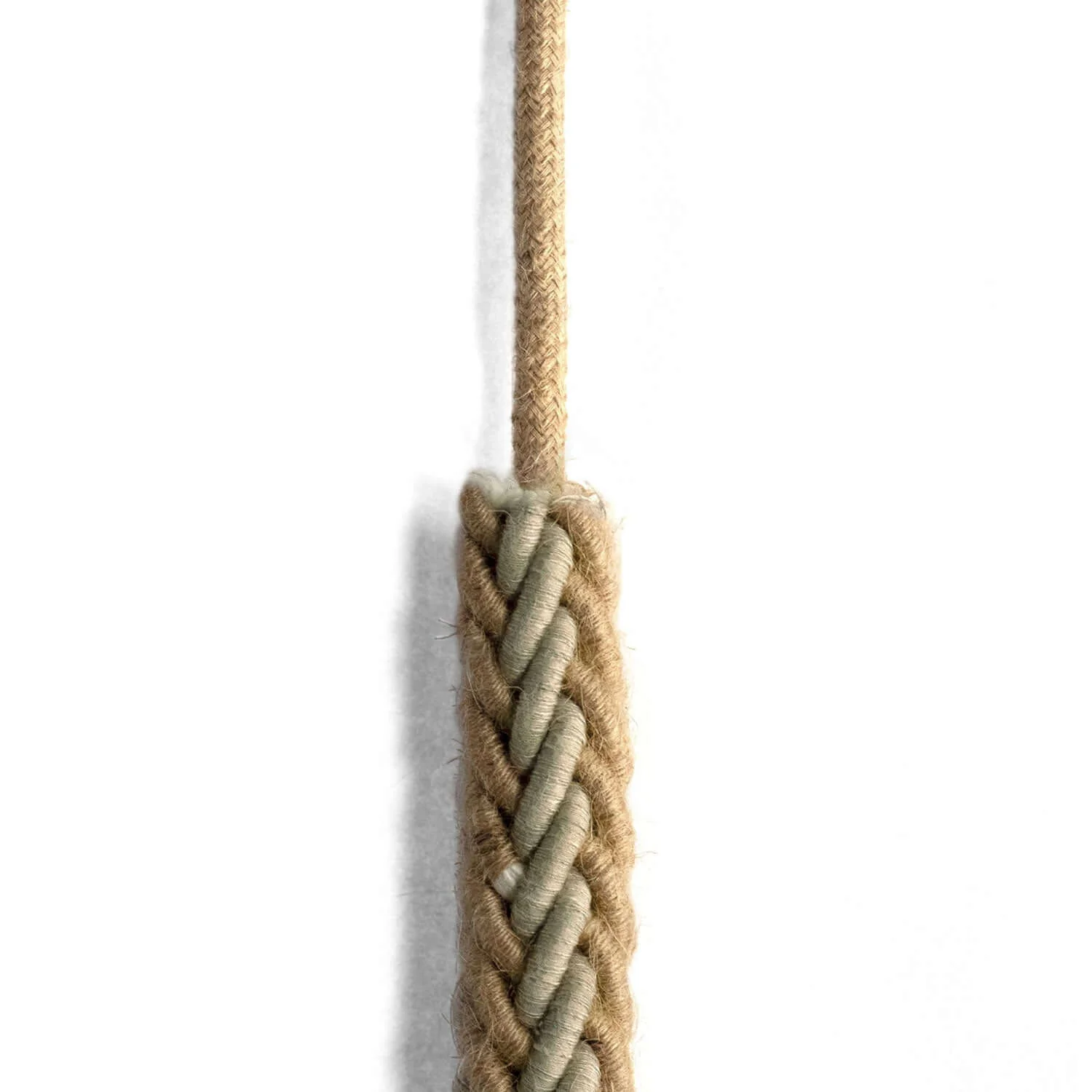 2XL braided cord in natural jute and grey linen, 2x0.75 electric cable. Diameter 24mm - Image 3