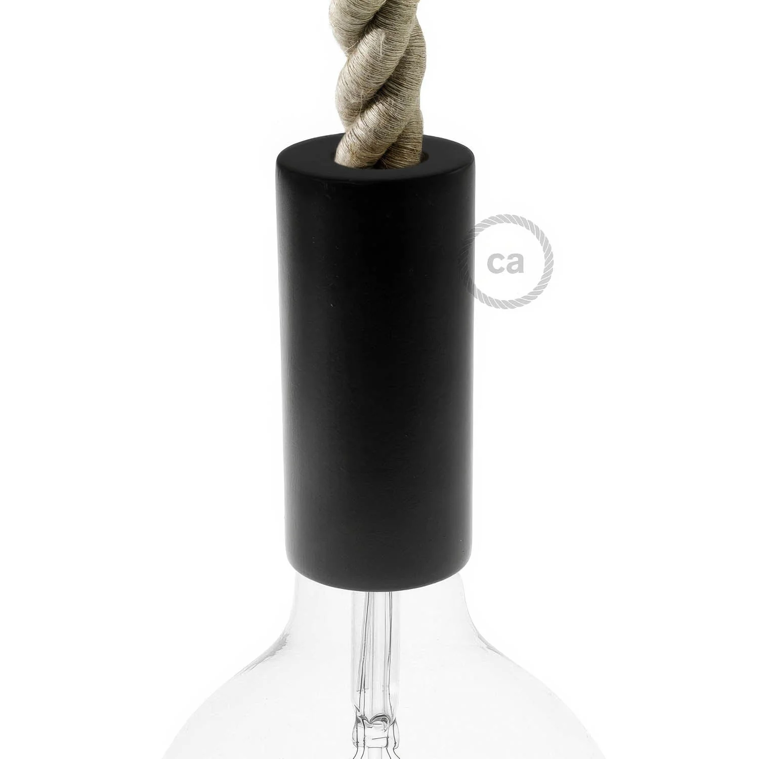 2XL Wooden E26 light bulb socket kit for rope cables - Black