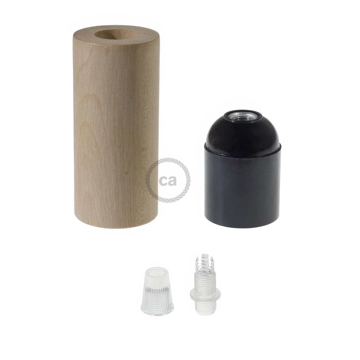 2XL Wooden E26 light bulb socket kit for rope cables - Neutral - Image 2
