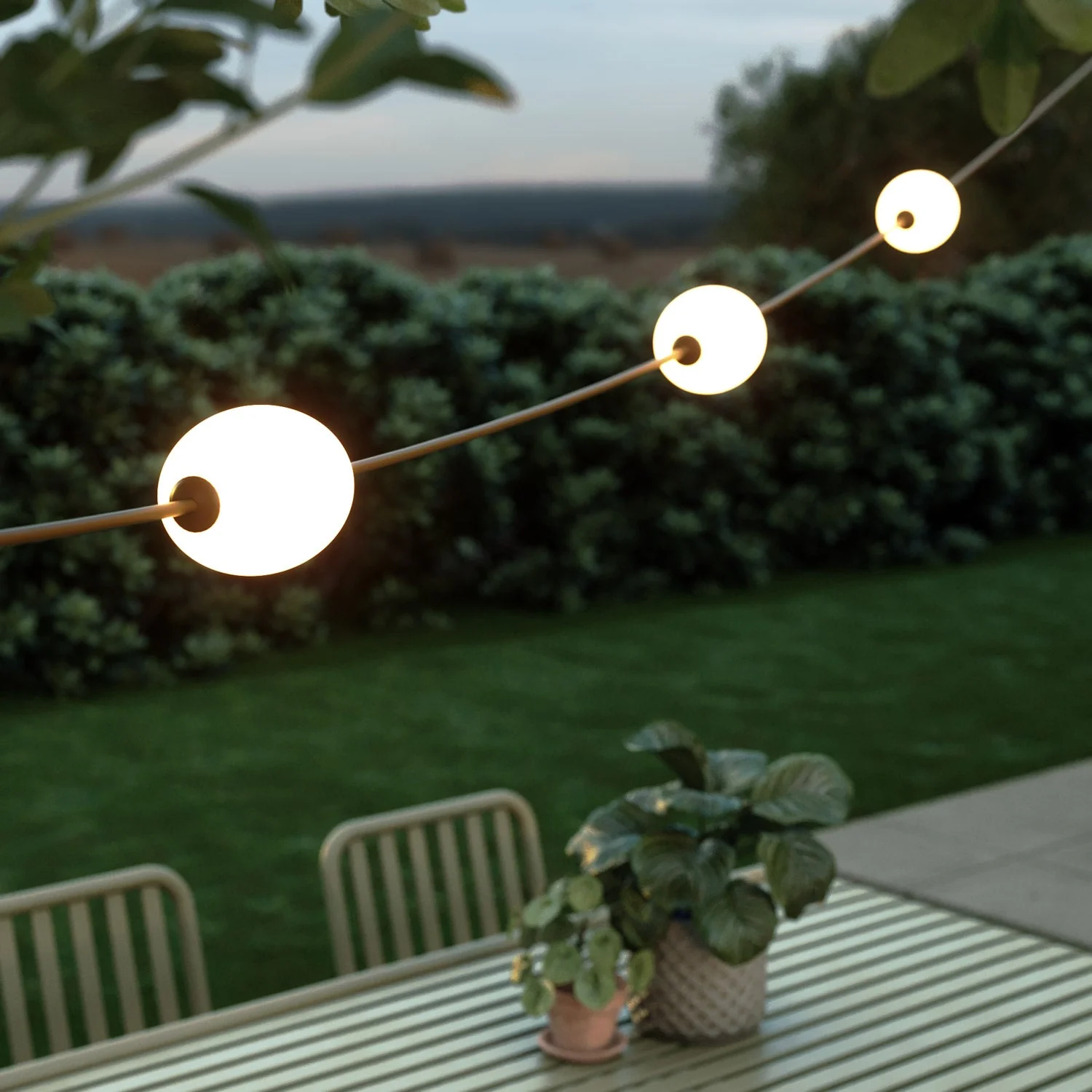 3-light outdoor string light IP67 Olive Green with UK plug - Marina3 - Image 3