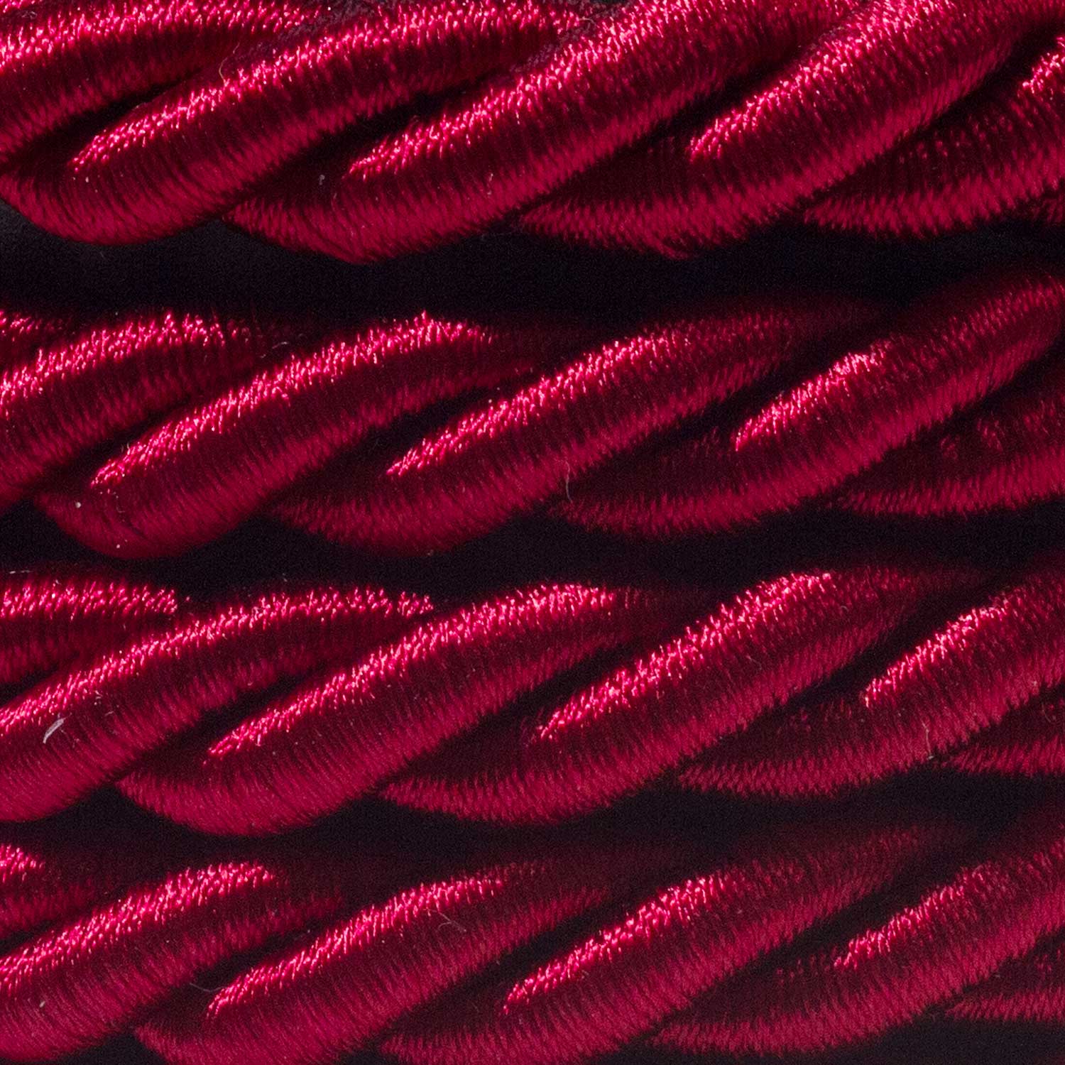 3x0.75 electric cord covered in shiny dark Bordeaux fabric