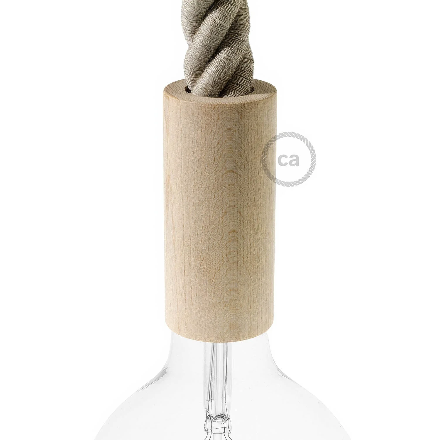 3XL Wooden E26 light bulb socket kit for Rope Cables - Neutral