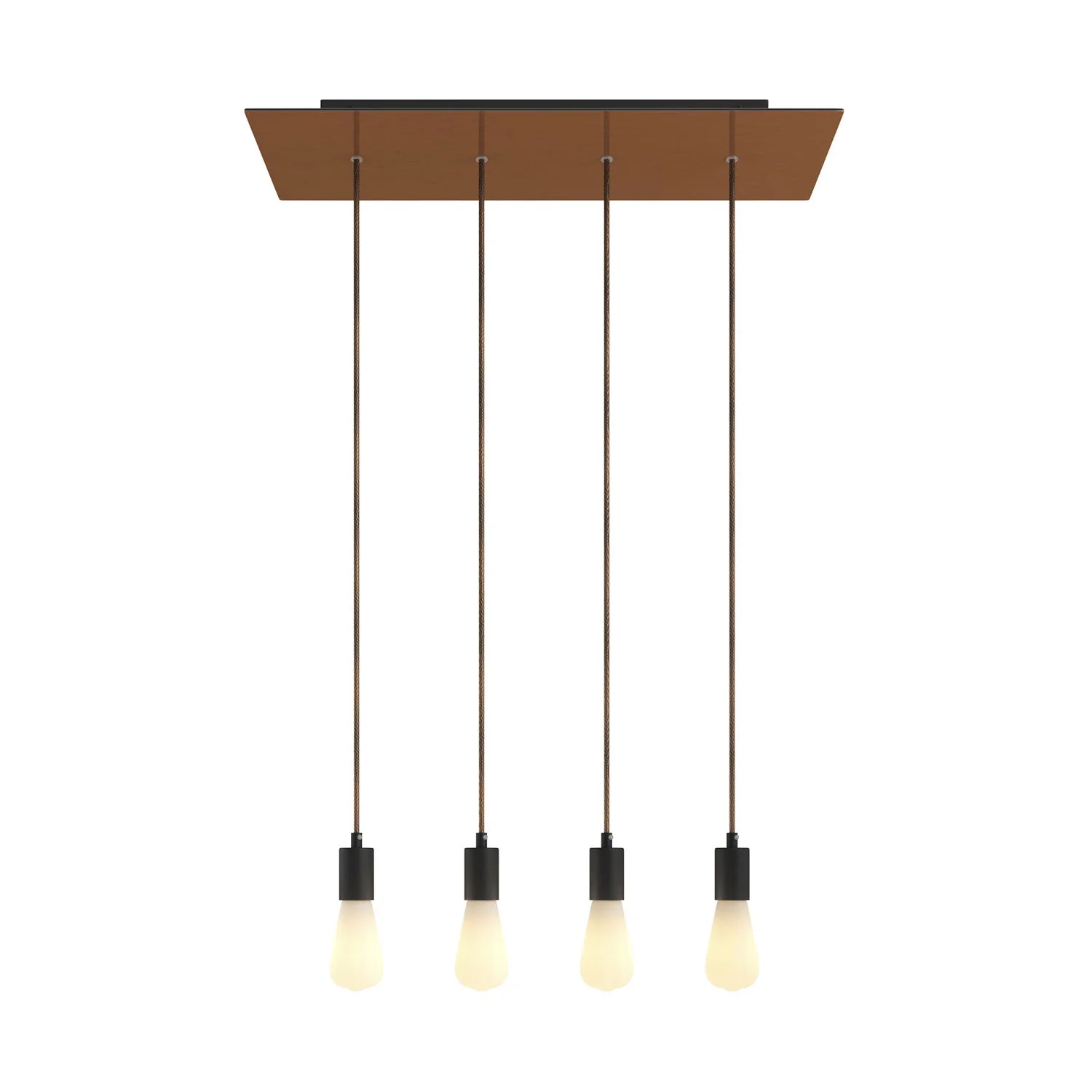 4-drop pendant lamp with XXL rectangular Rose-One 675 mm with metal finishes - Satin copper