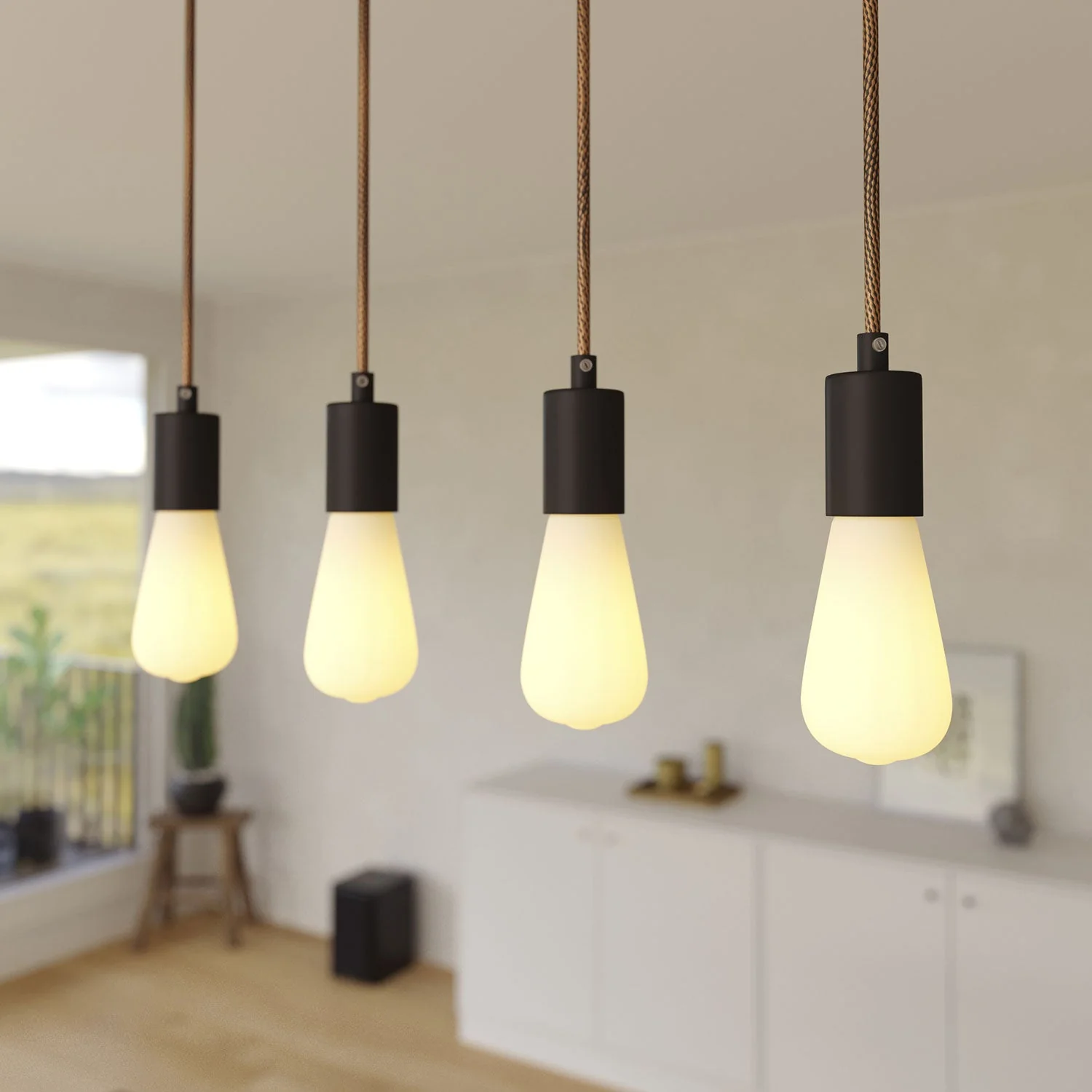 4-drop pendant lamp with XXL rectangular Rose-One 675 mm with metal finishes - Satin copper - Image 3