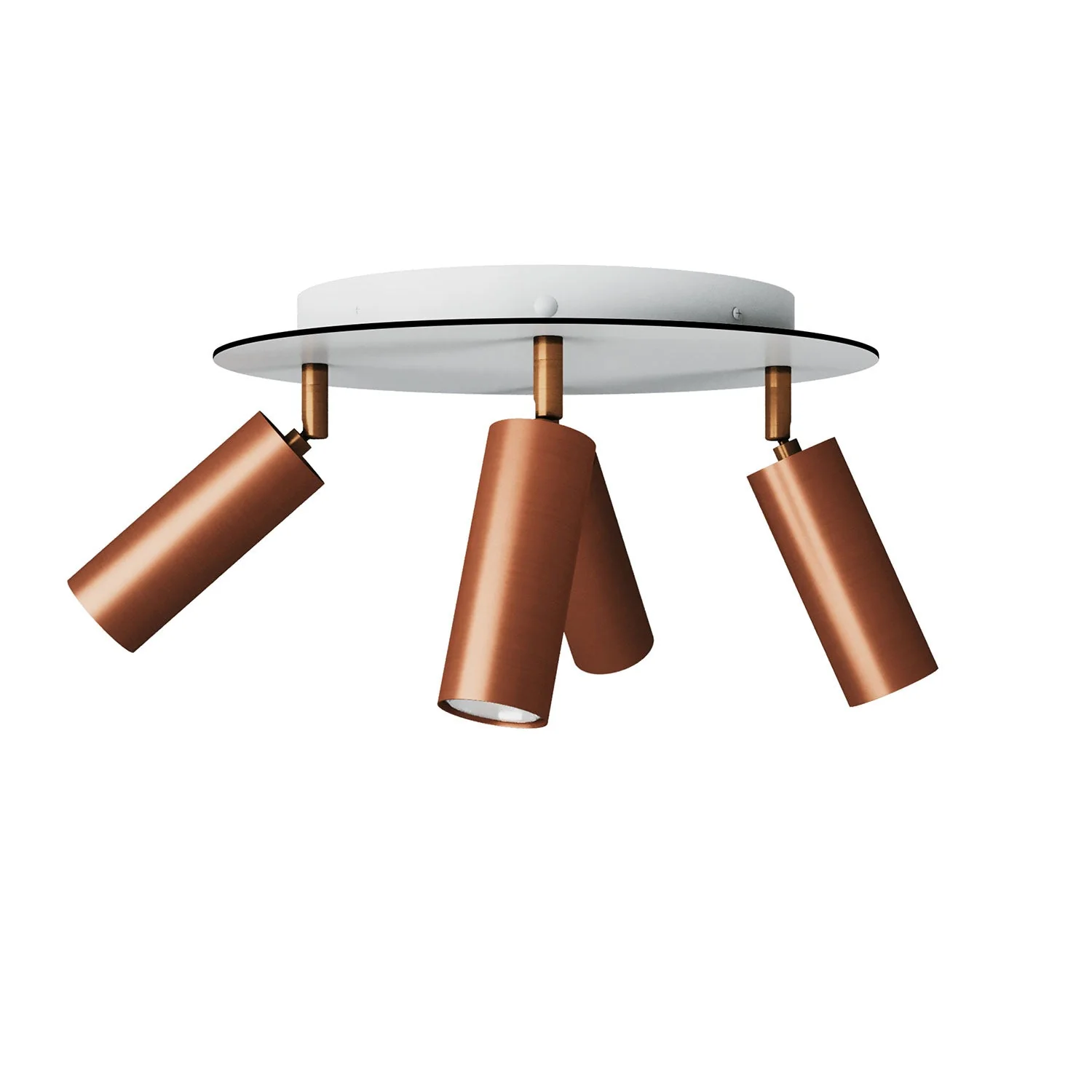 4-spotlight lamp with Tub-E14 lampshade and Rose-One XXL round ceiling rose - Satin copper