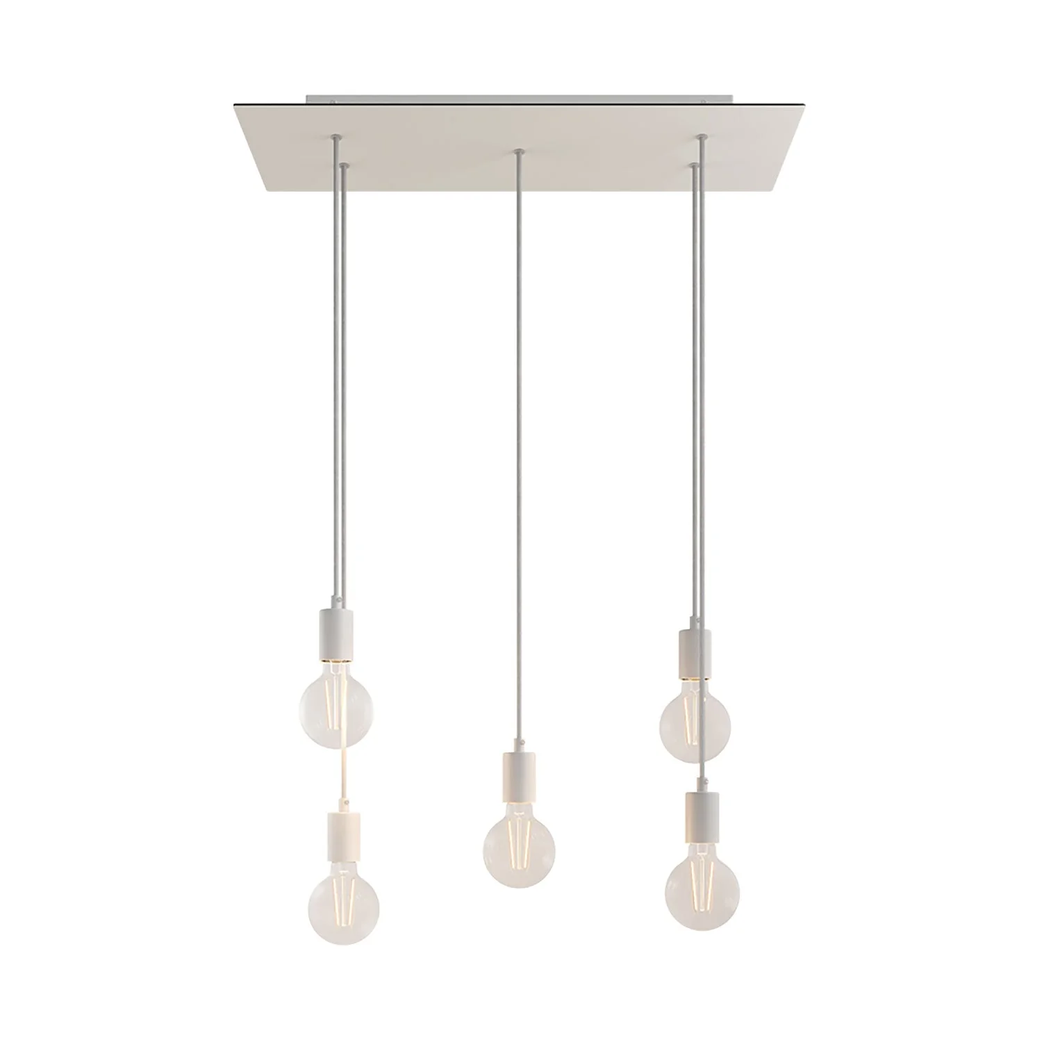 5-drop pendant lamp with XXL Rose-One rectangular 675 mm with metal finishes - Matte white