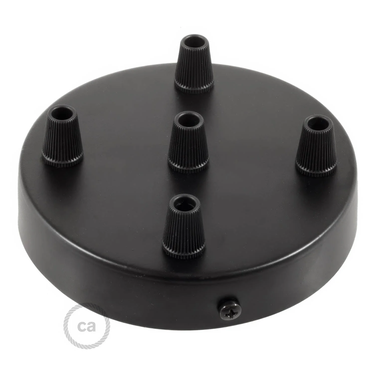 5-hole cylindrical metal ceiling rose kit - Black - Image 2
