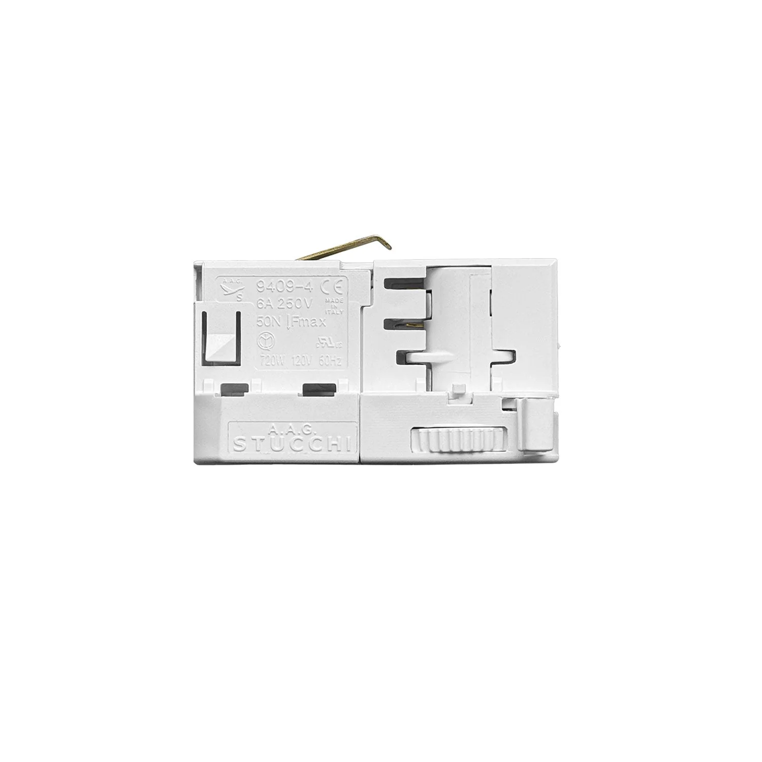 White Stucchi adaptor for three-phase track - for suspension
