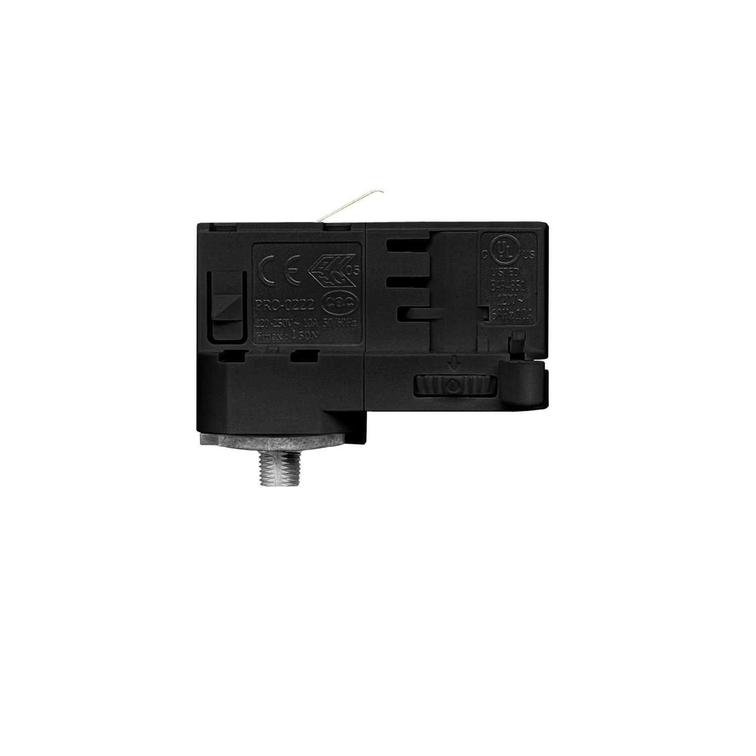 Black Powergear adapter for three-phase track - for extension or joint