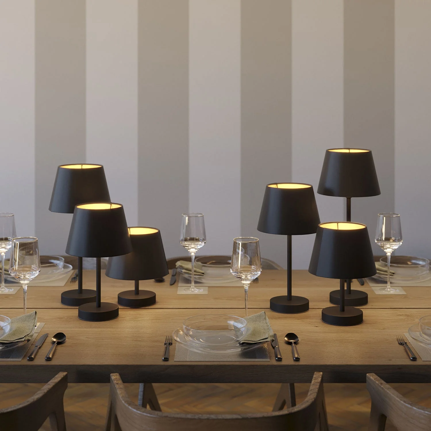 Alzaluce with Impero lampshade, metal table lamp - Cinette black - Image 2