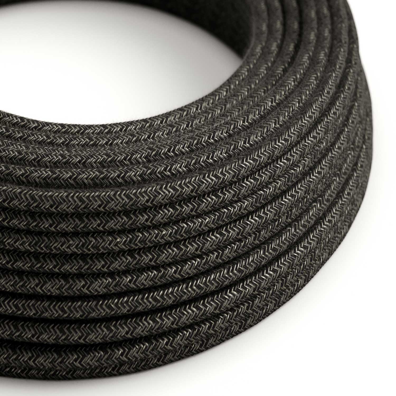 Anthracite Grey Melange linen fabric cable – The Original Creative-Cables – RN03 round 2x0.75mm / 3x0.75mm