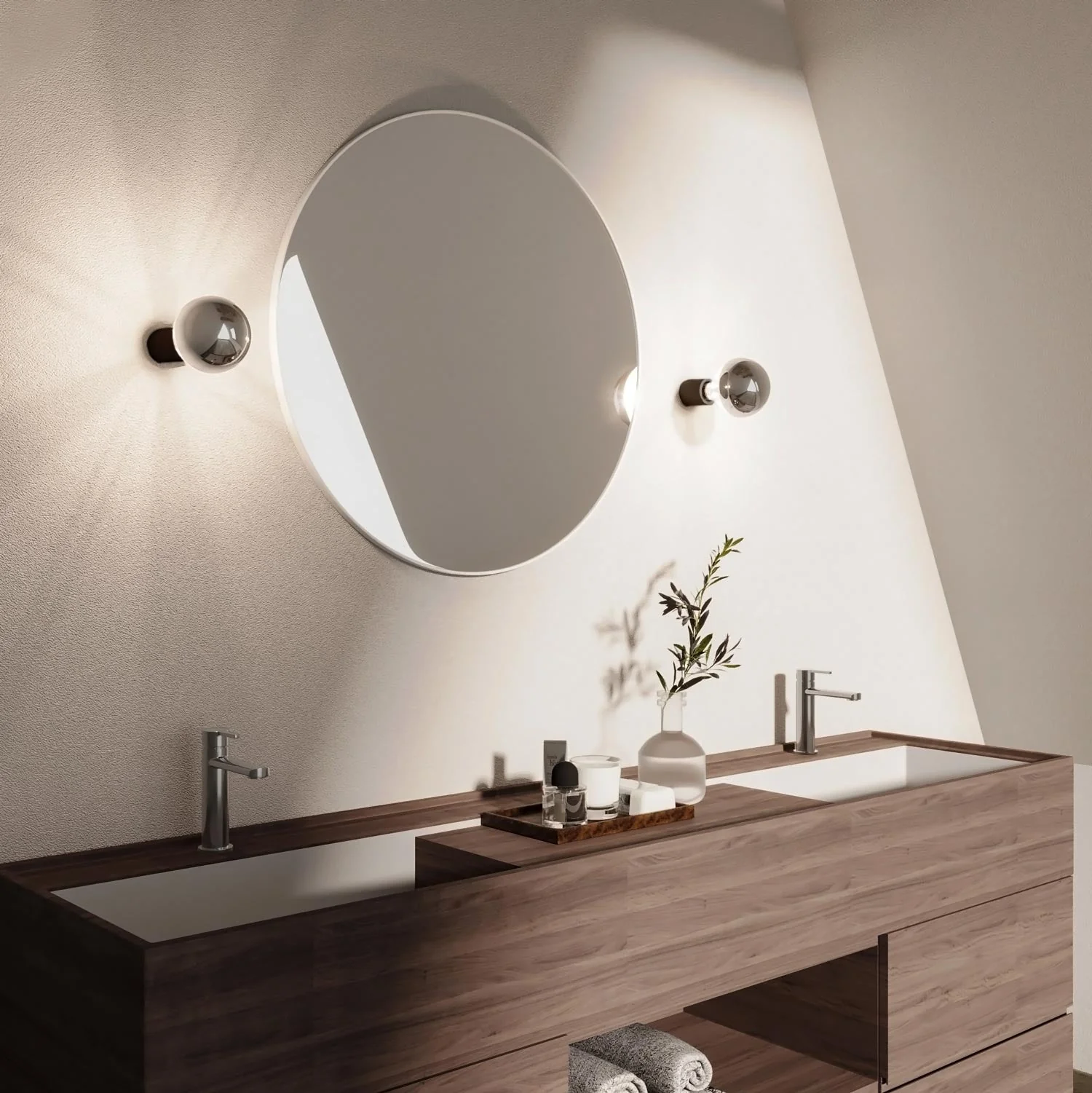 Black wall light with exposed half-sphere silver light bulb - Waterproof IP44 - IO - Image 4