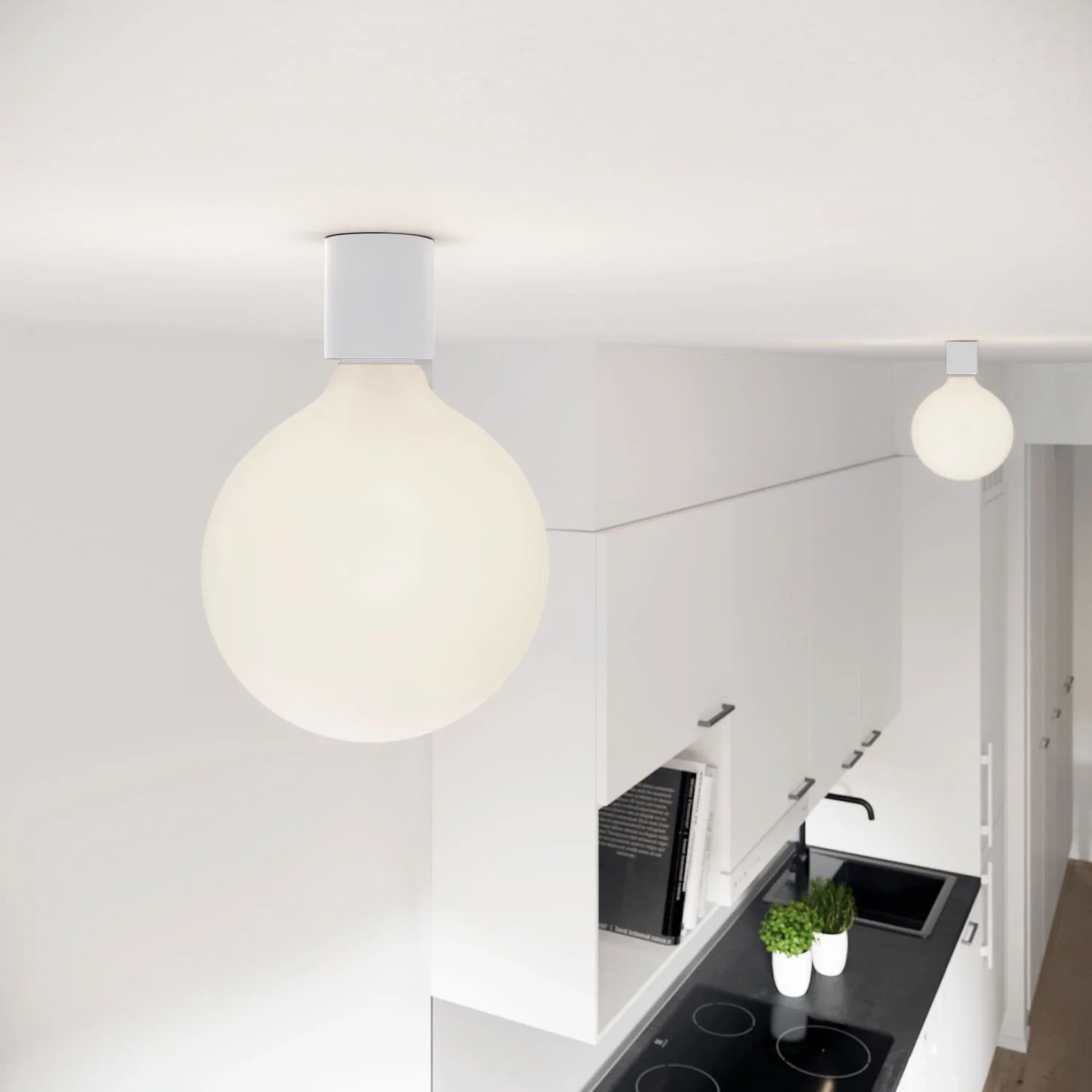 White wall light with porcelain-effect bulb light bulb - Waterproof IP44 - IO - Image 5