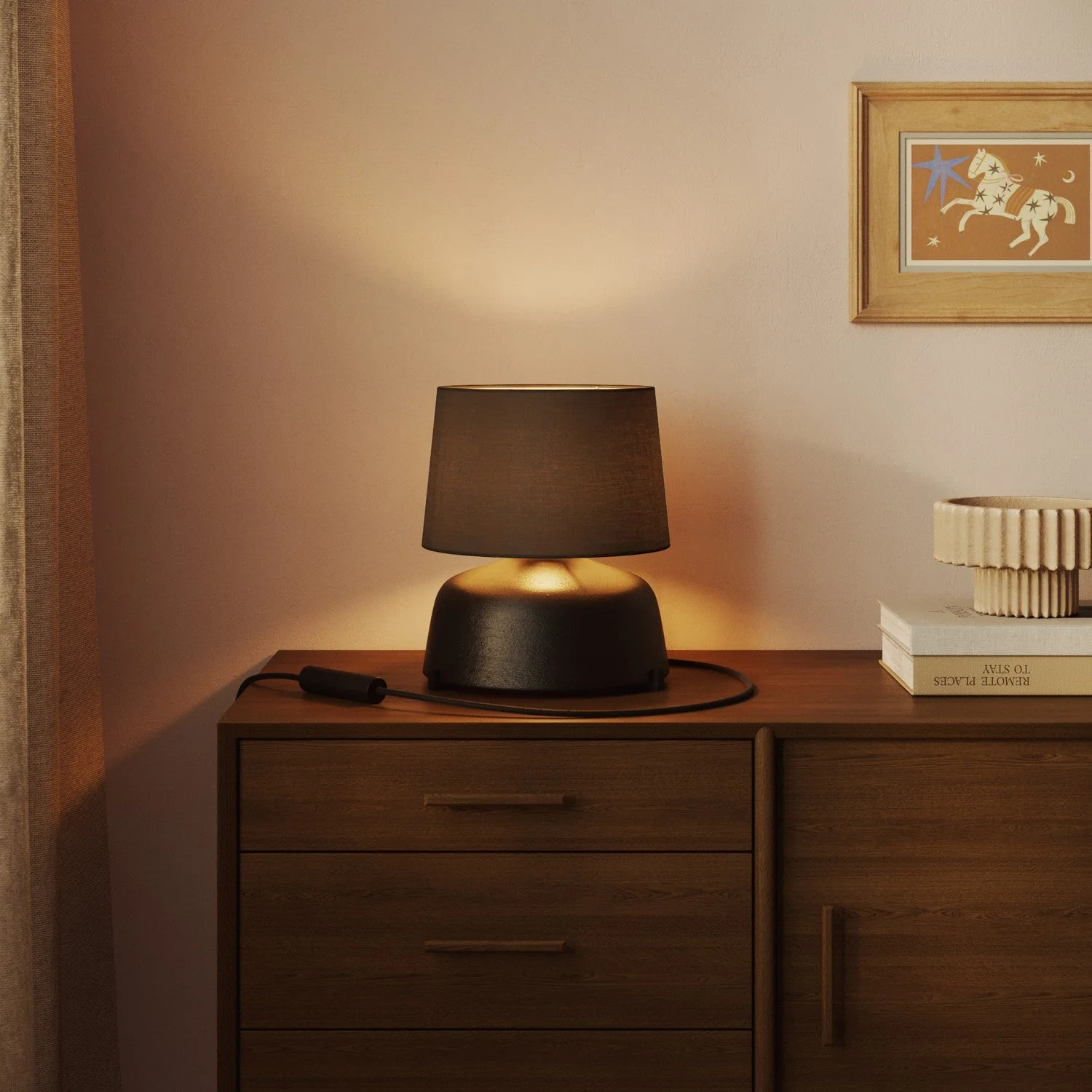 Athena Lampshade with E27 fitting for table or floor lamp - Made in Italy - Dark Gray Canvas - Image 2