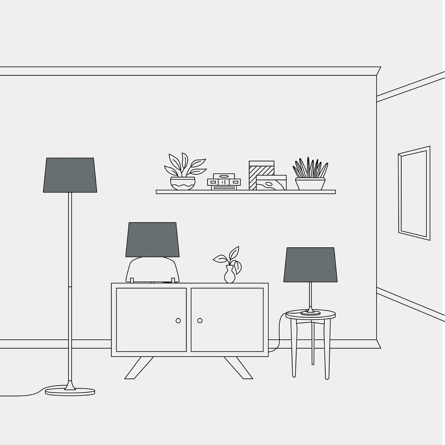 Athena Lampshade with E27 fitting for table or floor lamp - Made in Italy - Dark Gray Canvas - Image 5