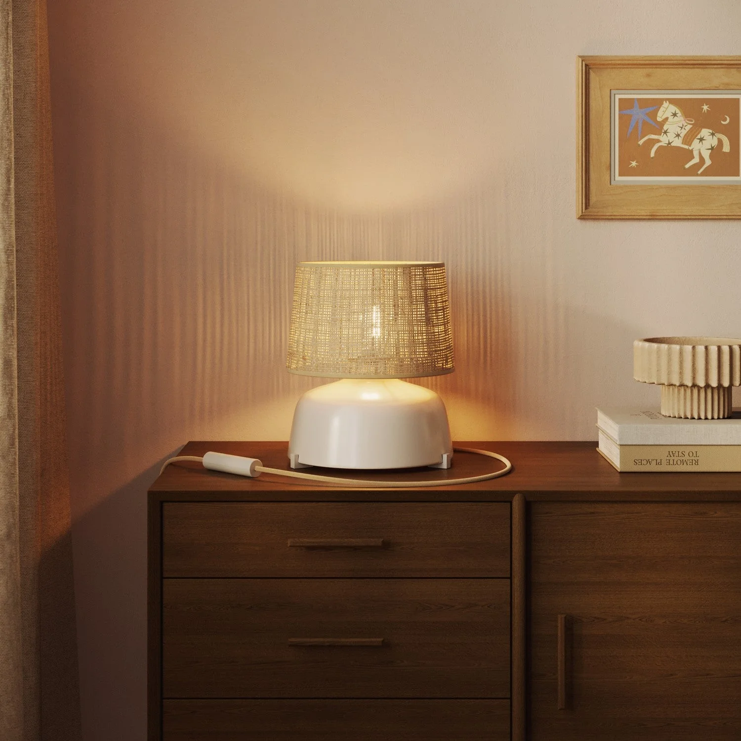 Athena Lampshade with E27 fitting for table or floor lamp - Made in Italy - Raphia - Image 2