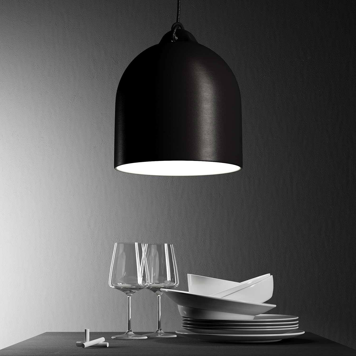 Bell, size M ceramic lampshade for pendant - Made in Italy - Blackboard - Image 3
