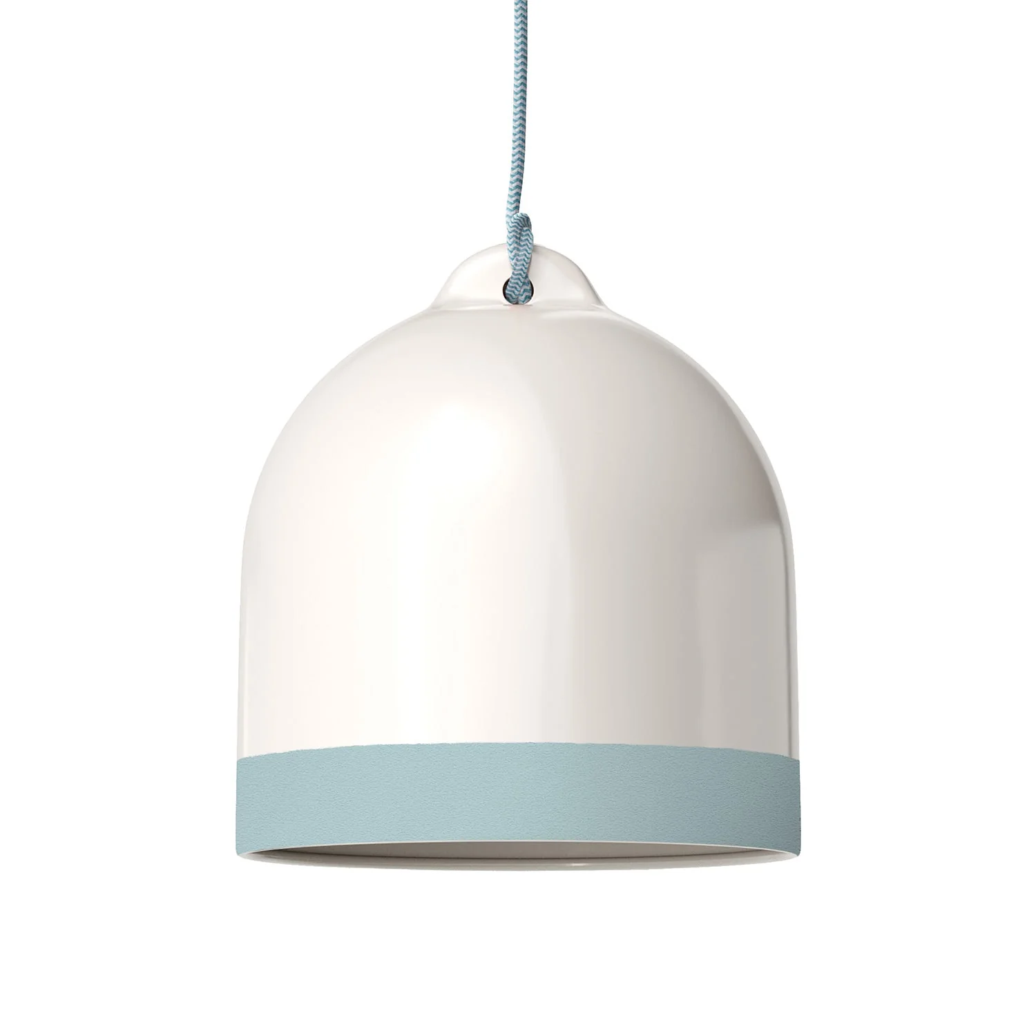 Campana M two-tone ceramic lampshade in White and Light Blue, Materia collection – Made in Italy
