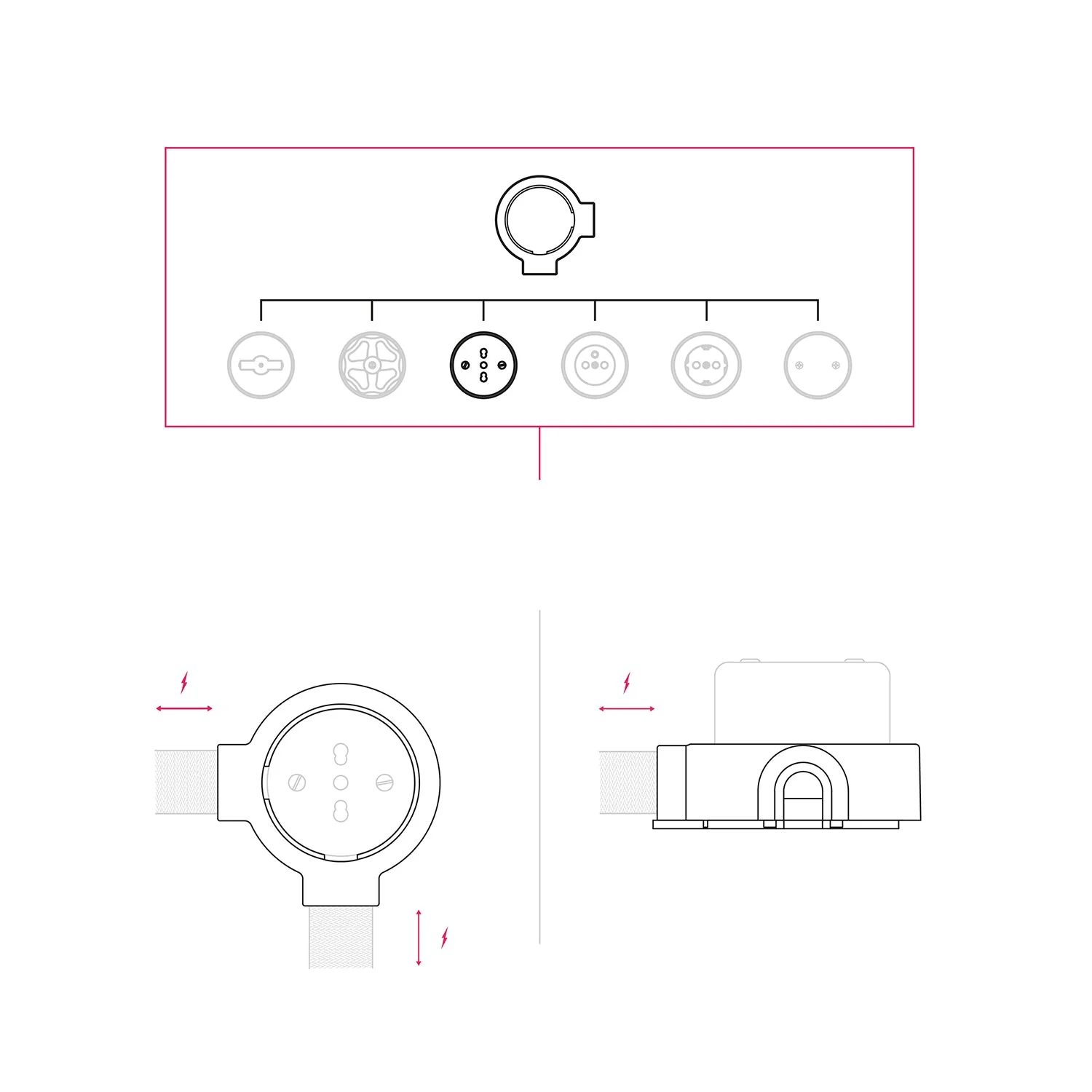 Italian bipasso wall socket kit 10/16A and base for Creative-Tubes in porcelain - White - Image 14