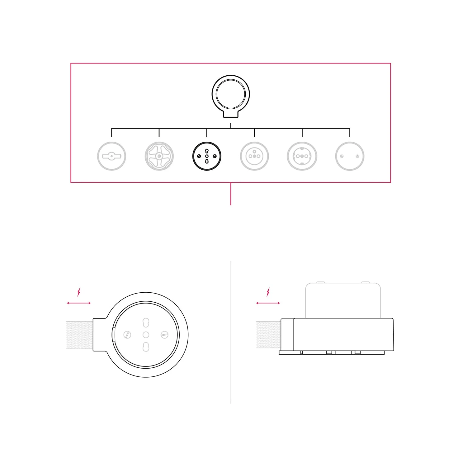 Italian bipasso wall socket kit 10/16A and base for Creative-Tubes in porcelain - White - Image 7