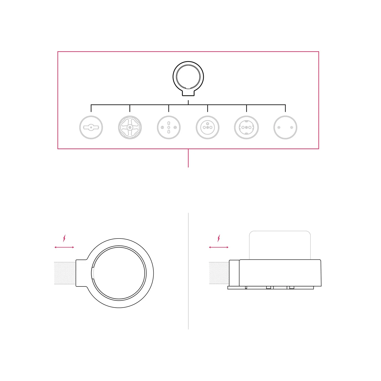 Black porcelain base for electric socket and switch/2-way switch compatible with Creative-Tubes - from 1 to 4 outputs - Image 7