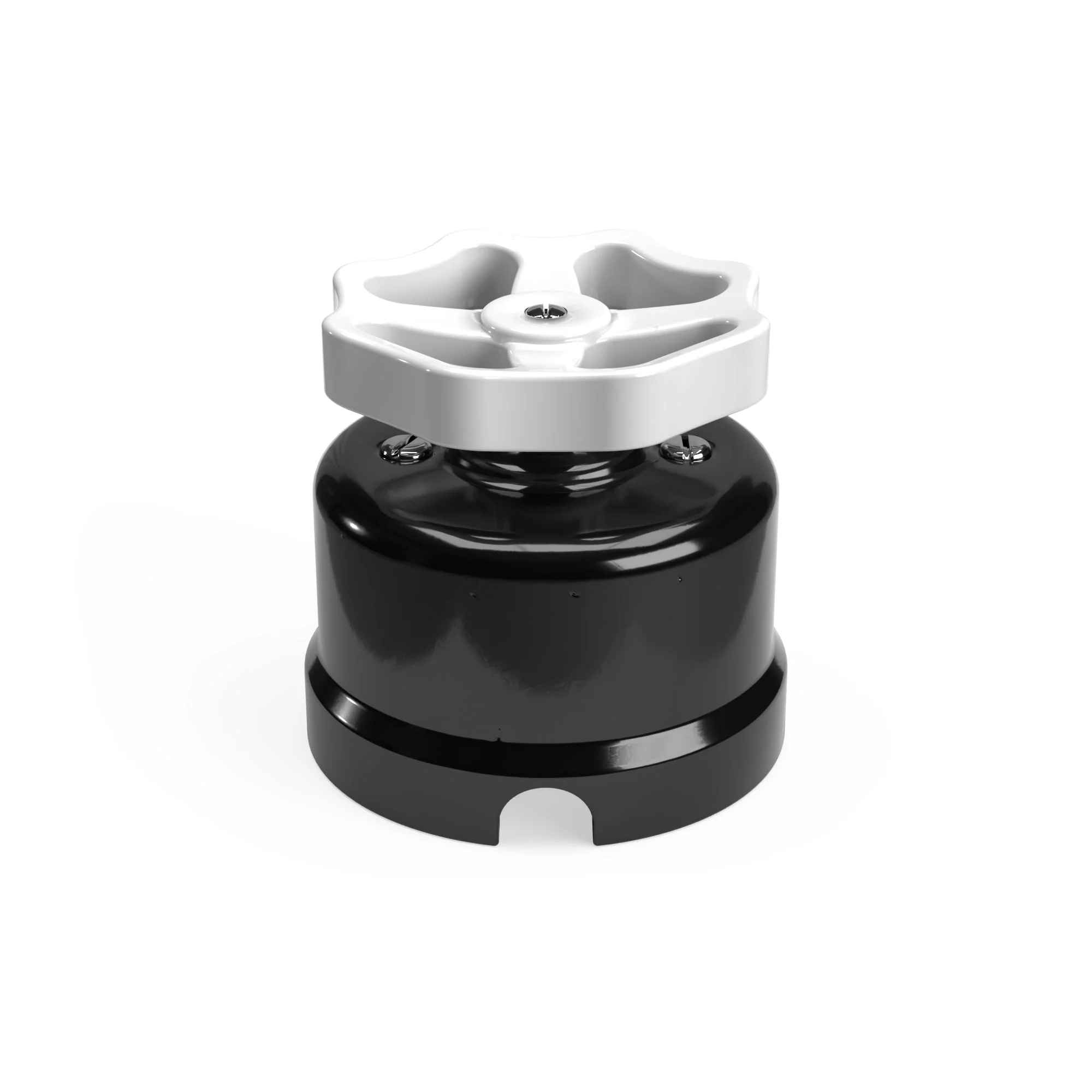 Switch/2-way switch in black porcelain with knob - Image 2