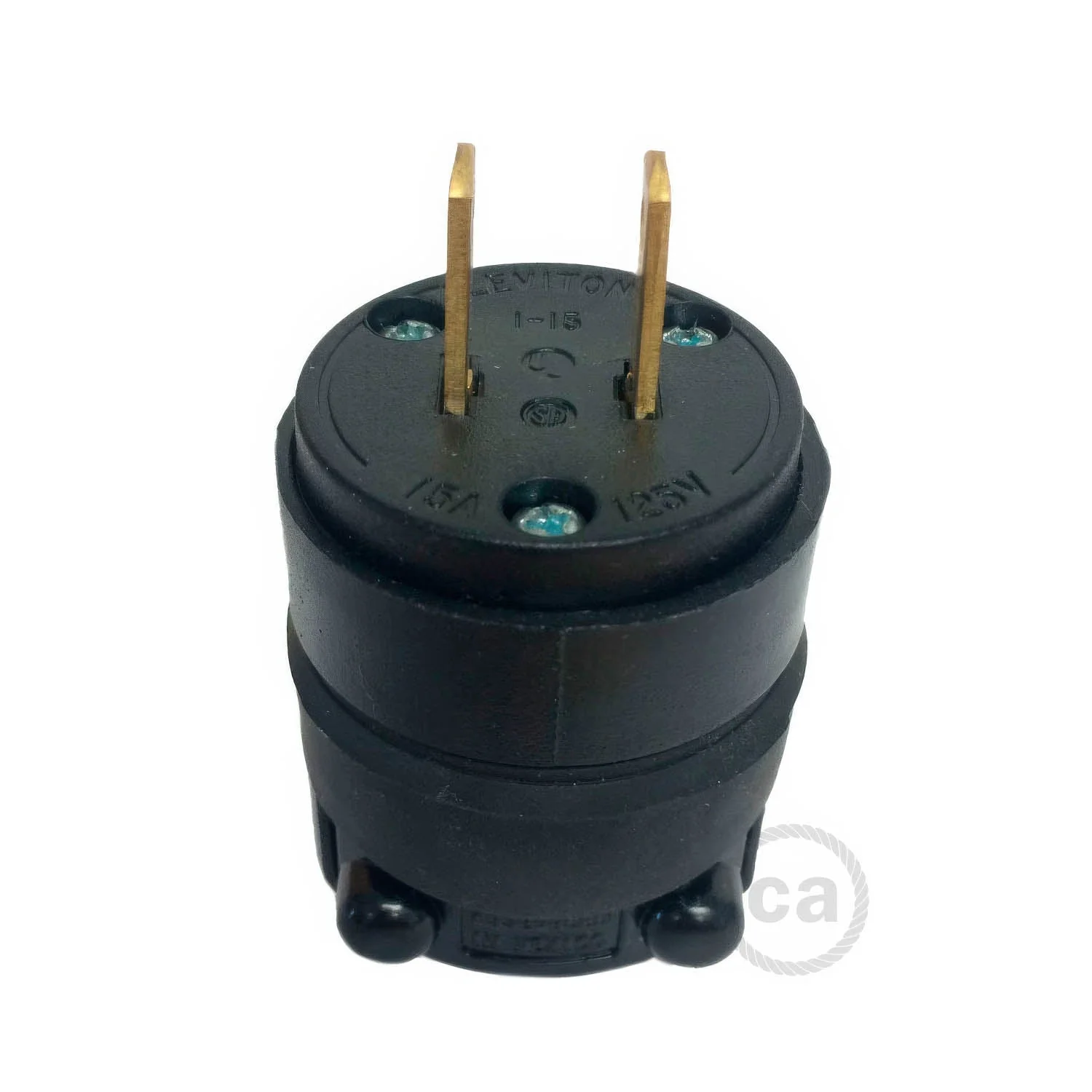 Black Rubberized Two-Prong Plug for string lights