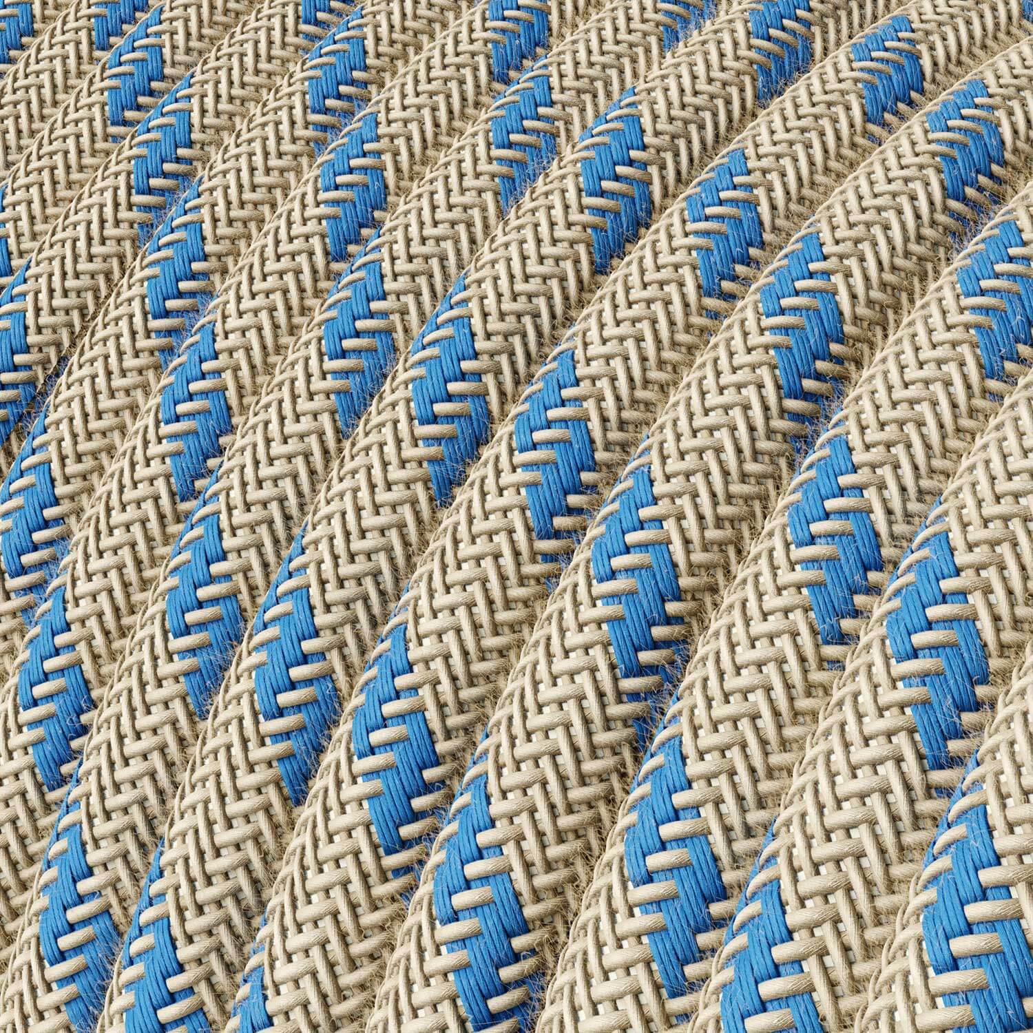 Blue Steward and Beige Stripes fabric electric cord - The Original Creative Cables, for DIY lamps - RD55 - Image 2