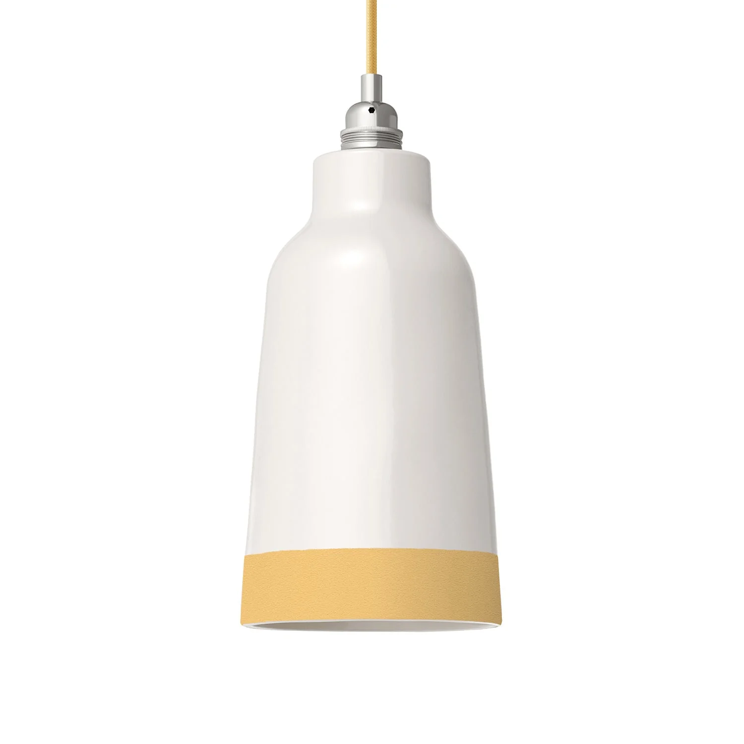Two-tone bottle lampshade in ceramic, White and Yellow, Materia collection - Made in Italy