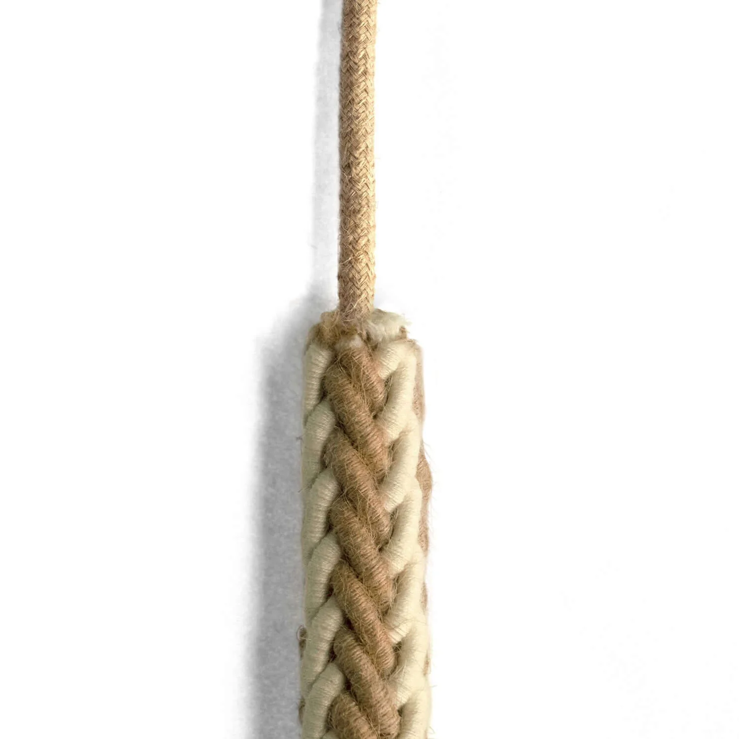 2XL braided cord in Jute and raw white Cotton, electric cable 2x0.75. Diameter 24mm - Image 3