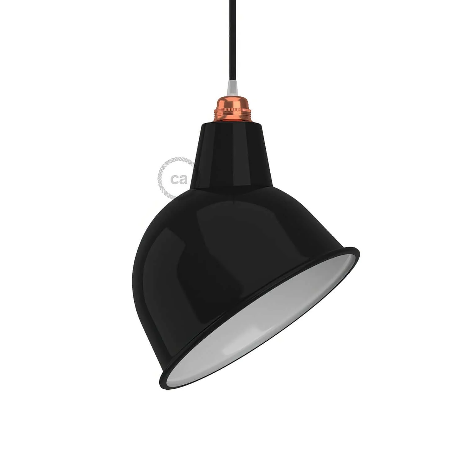 Broadway enamelled metal lampshade with E27 fitting – Black