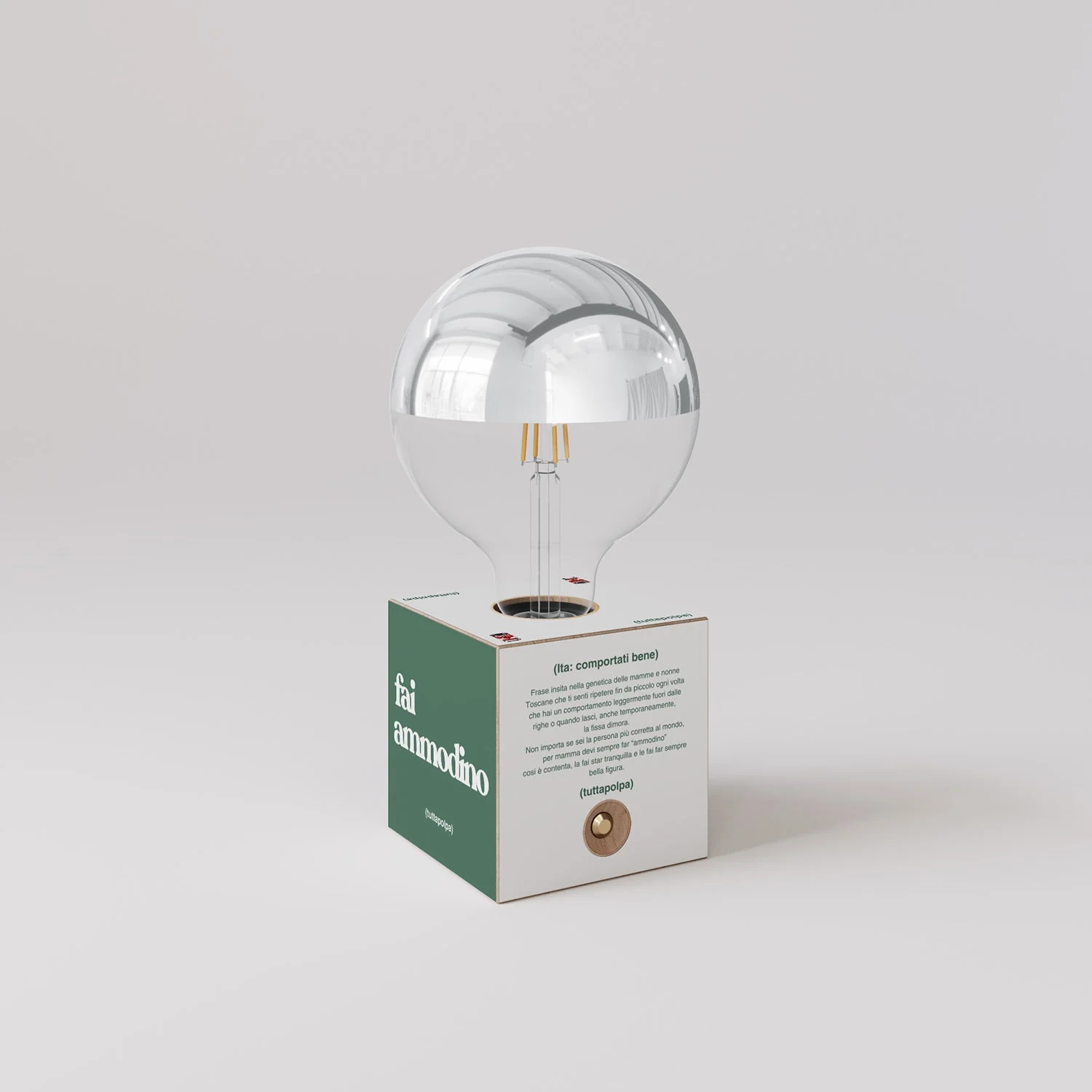 Cabless03 "Fai ammodino" battery lamp with silver half-sphere globe bulb - Tuttapolpa - Image 3