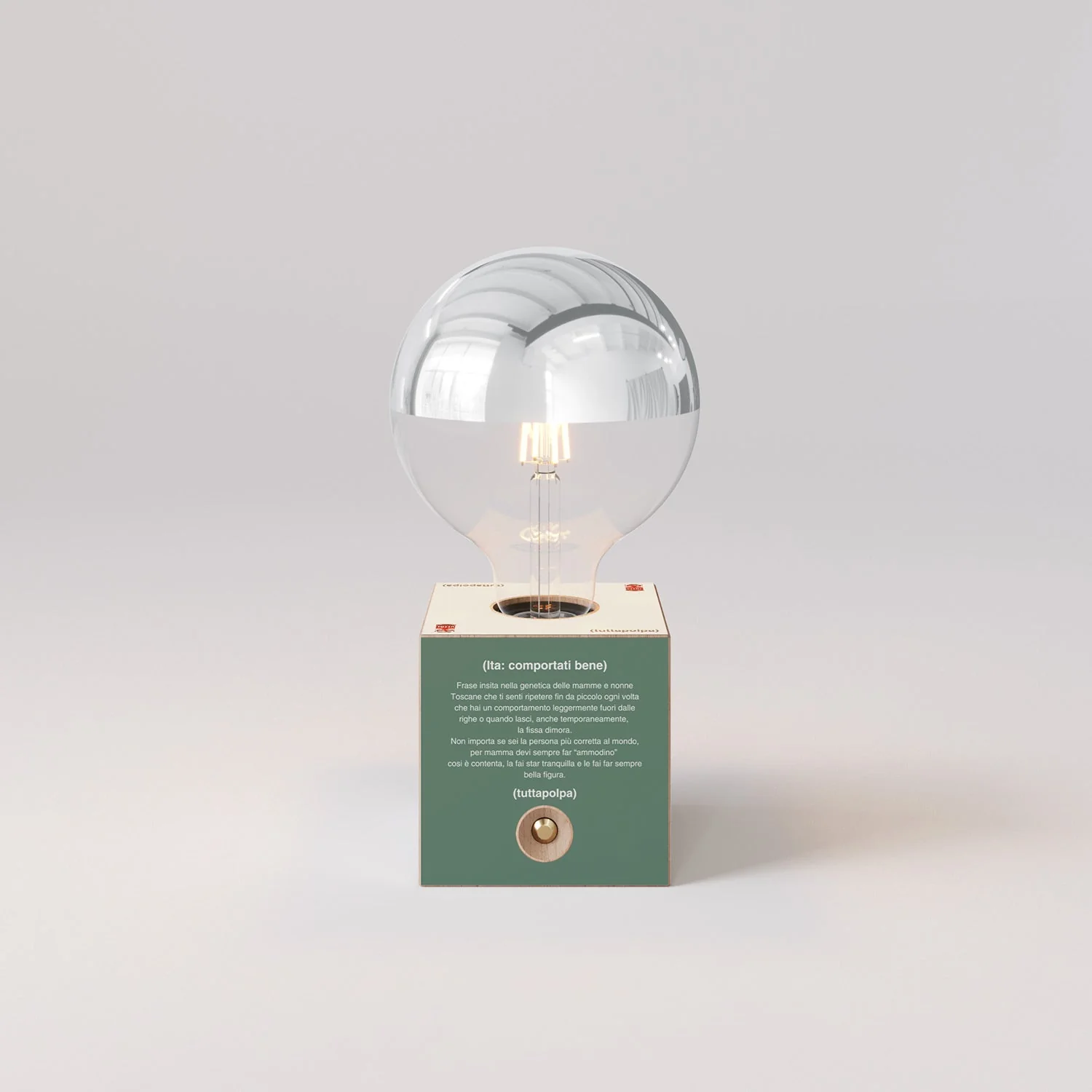 Cabless03 "Fai ammodino" battery lamp with silver half-sphere globe bulb - Tuttapolpa - Image 4