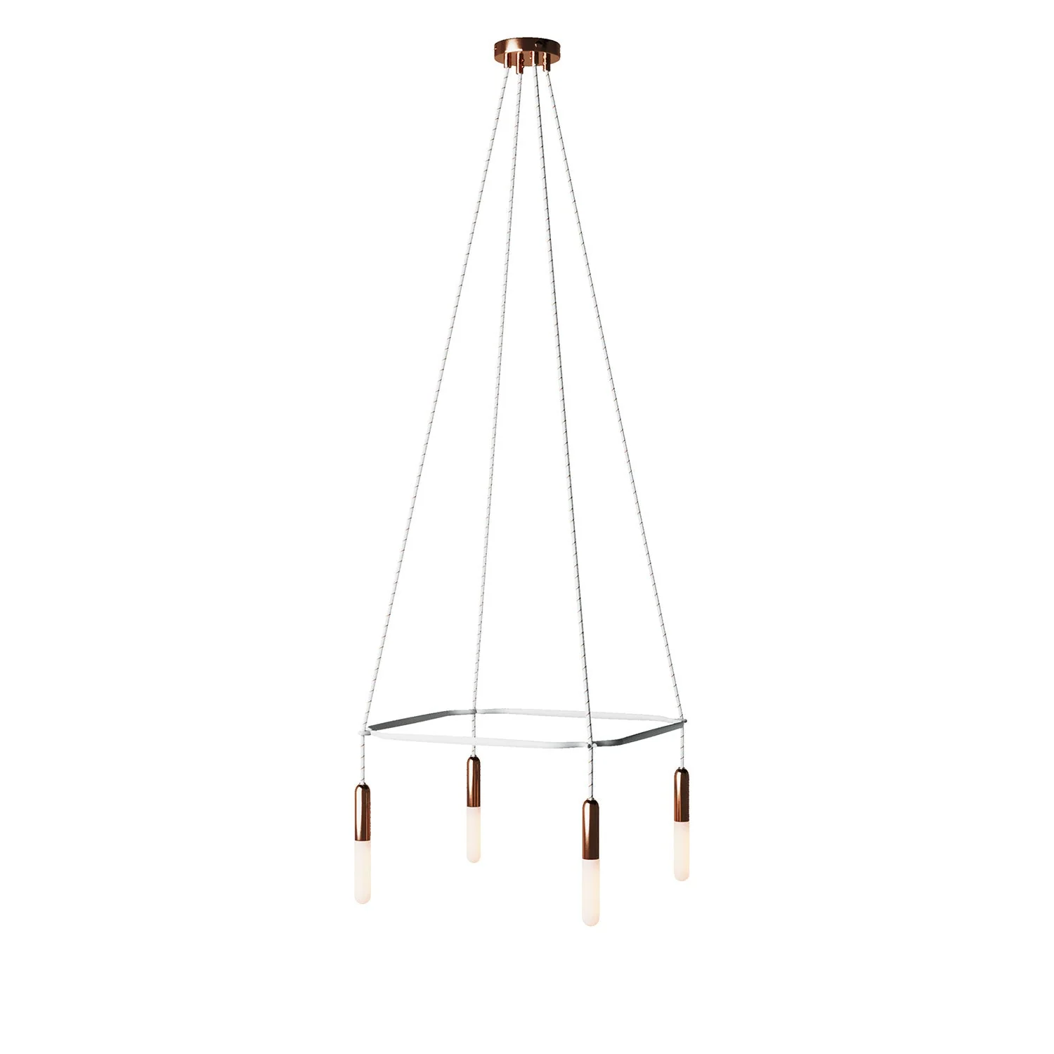 Cage chandelier with 4 P-Light drops - Copper