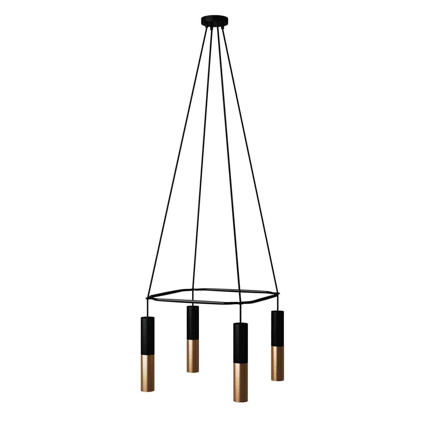 Cage chandelier with 4 Tub-E14 drops Double - Black