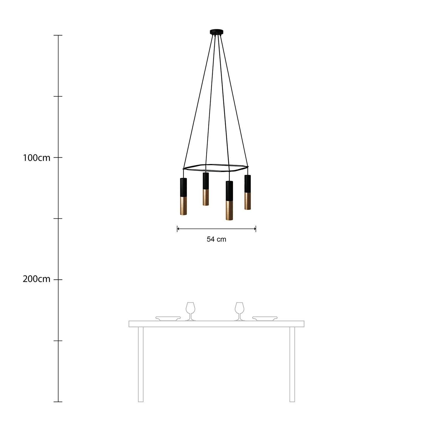 Cage chandelier with 4 Tub-E14 drops Double - Black - Image 6