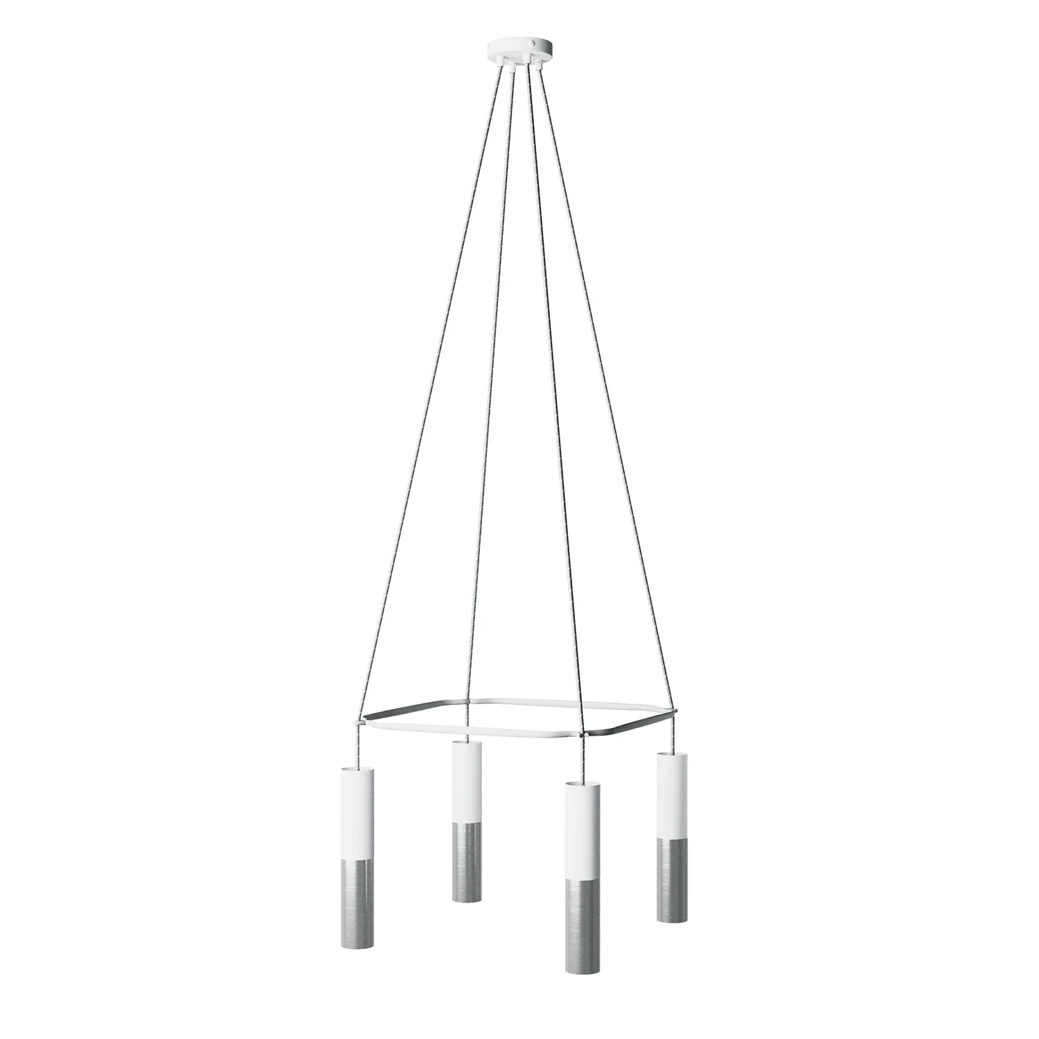 Cage chandelier with 4 drops Tub-E14 Double - Matt white