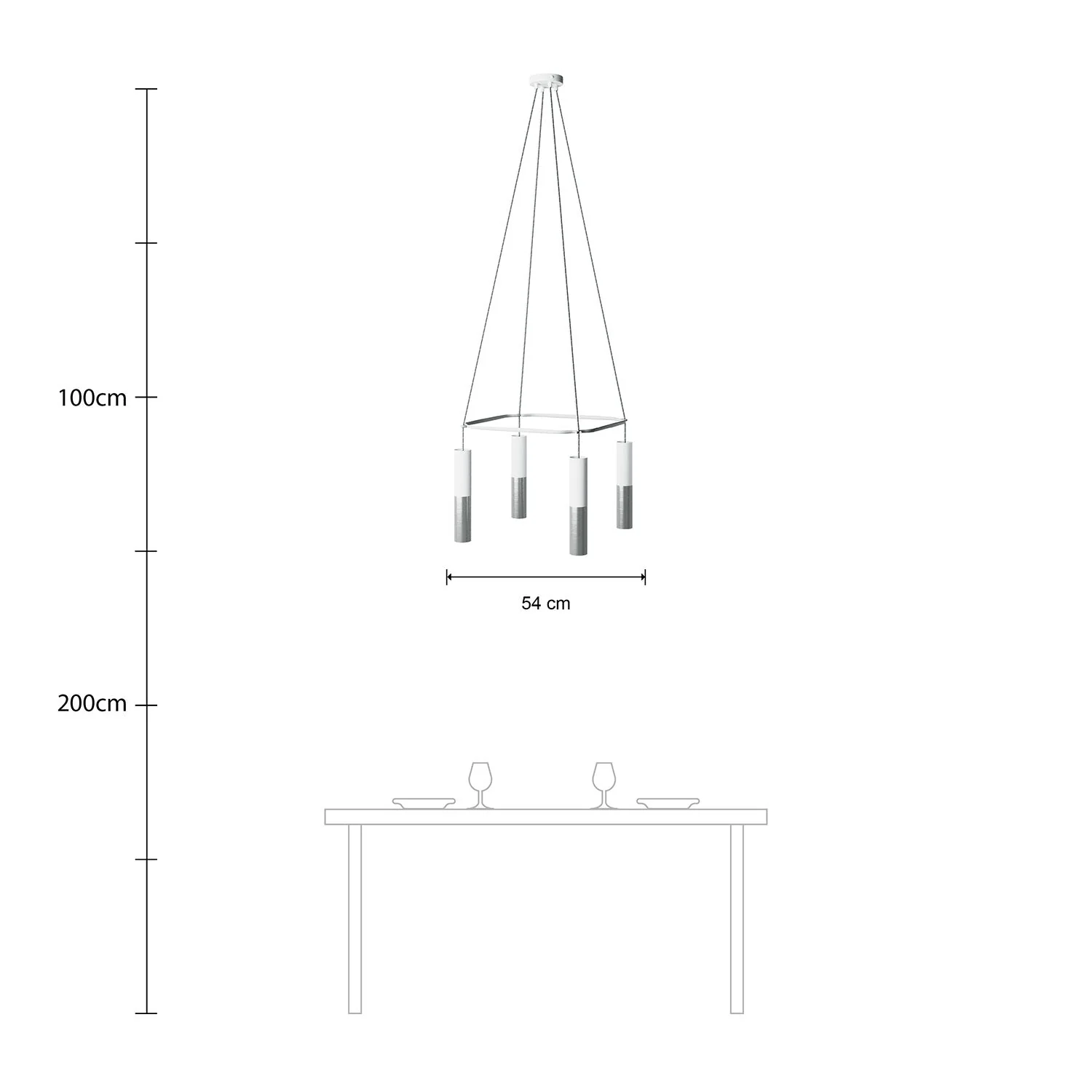 Cage chandelier with 4 drops Tub-E14 Double - Matt white - Image 6