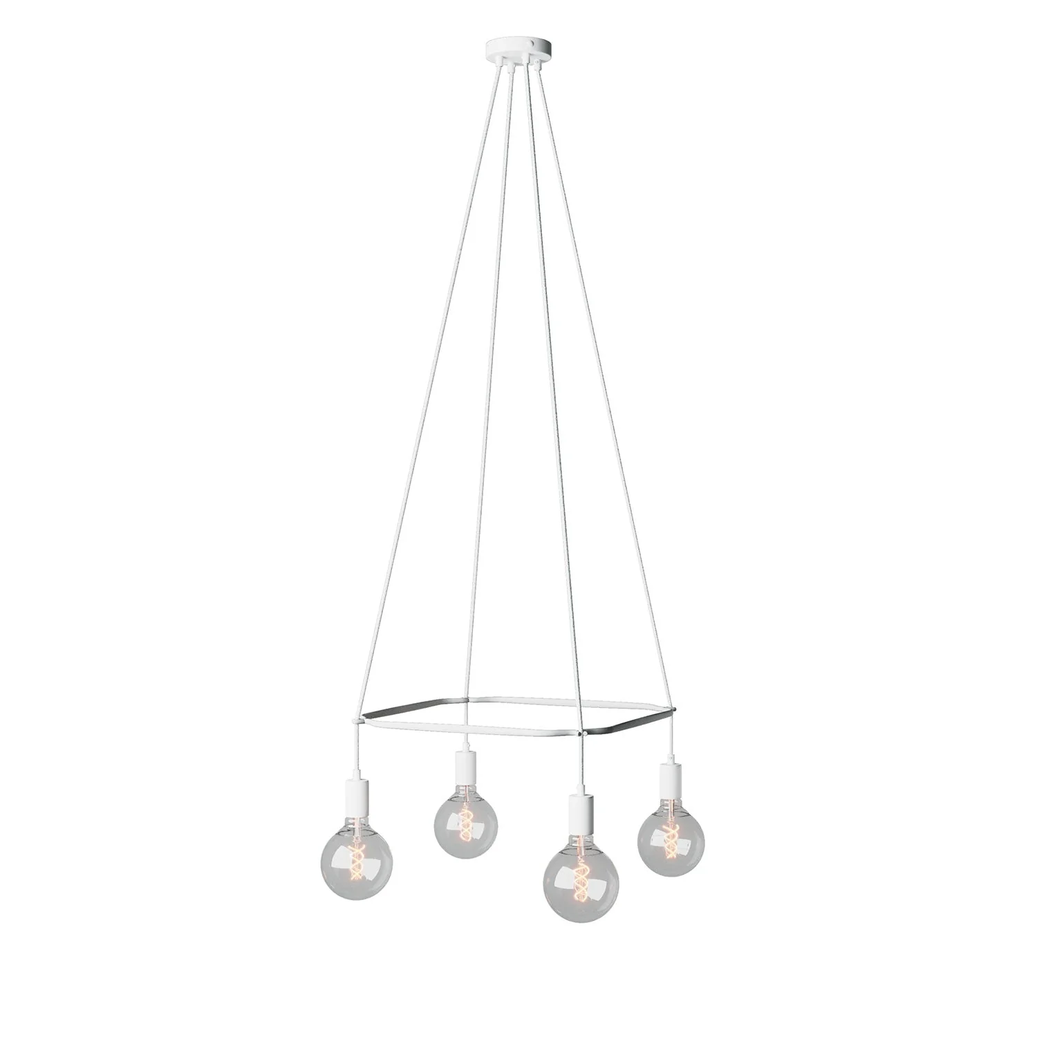 Cage chandelier with 4-drop Globe - Matt white