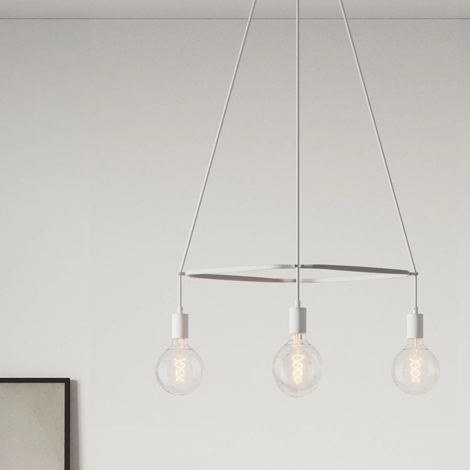 Cage chandelier with 4-drop Globe - Matt white - Image 3