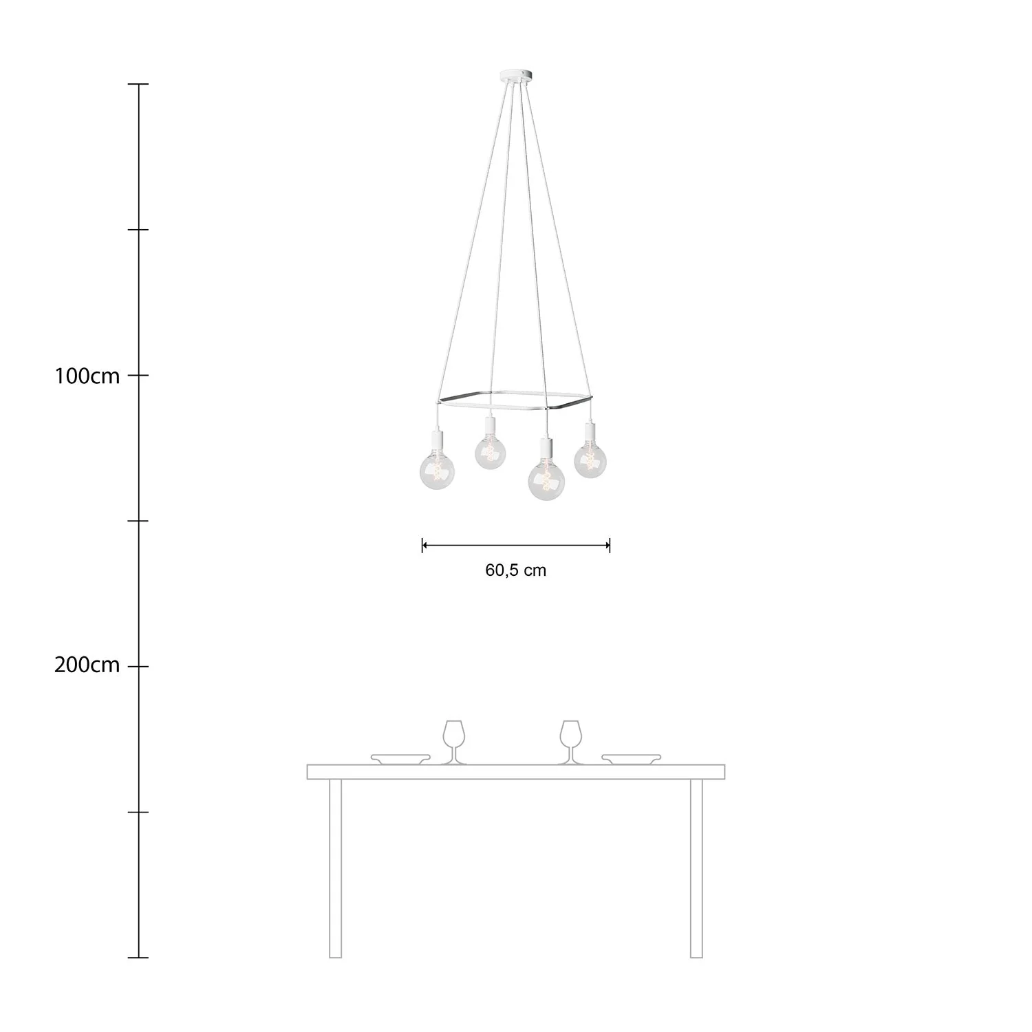 Cage chandelier with 4-drop Globe - Matt white - Image 6