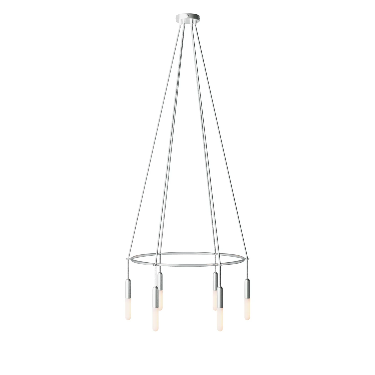 Cage chandelier with 6 P-Light drops - Satin titanium