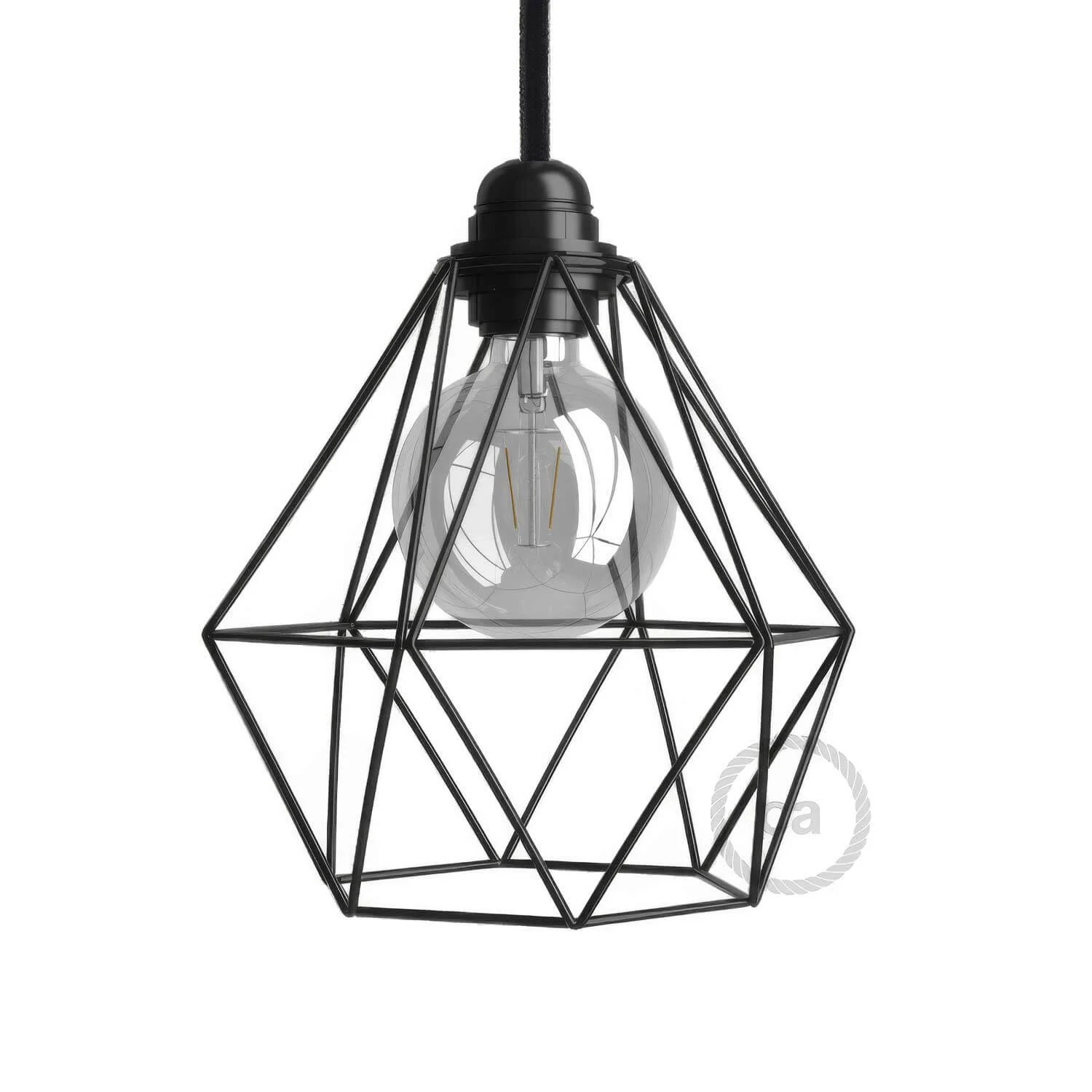 Diamond metal lampshade cage with E27 fitting - Black