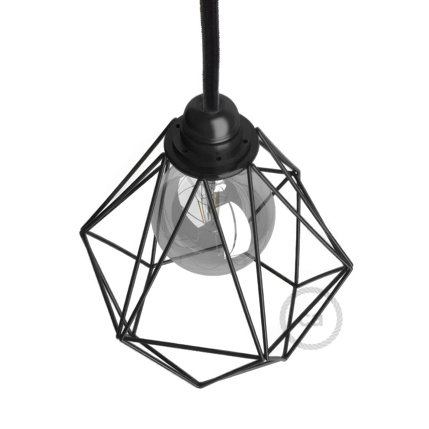 Diamond metal lampshade cage with E27 fitting - Black - Image 3