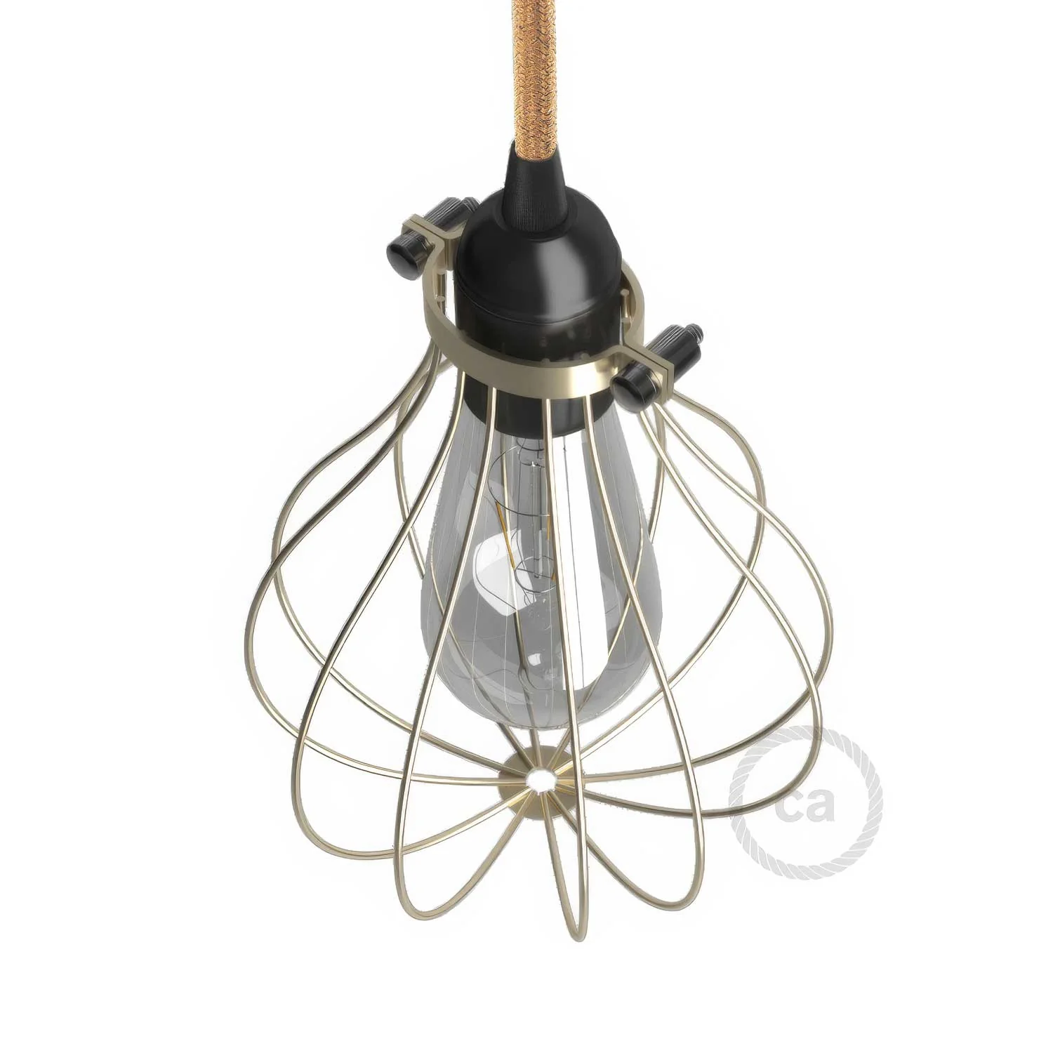 Drop lampshade cage in metal with adjustable collar fitting - Brass - Image 3