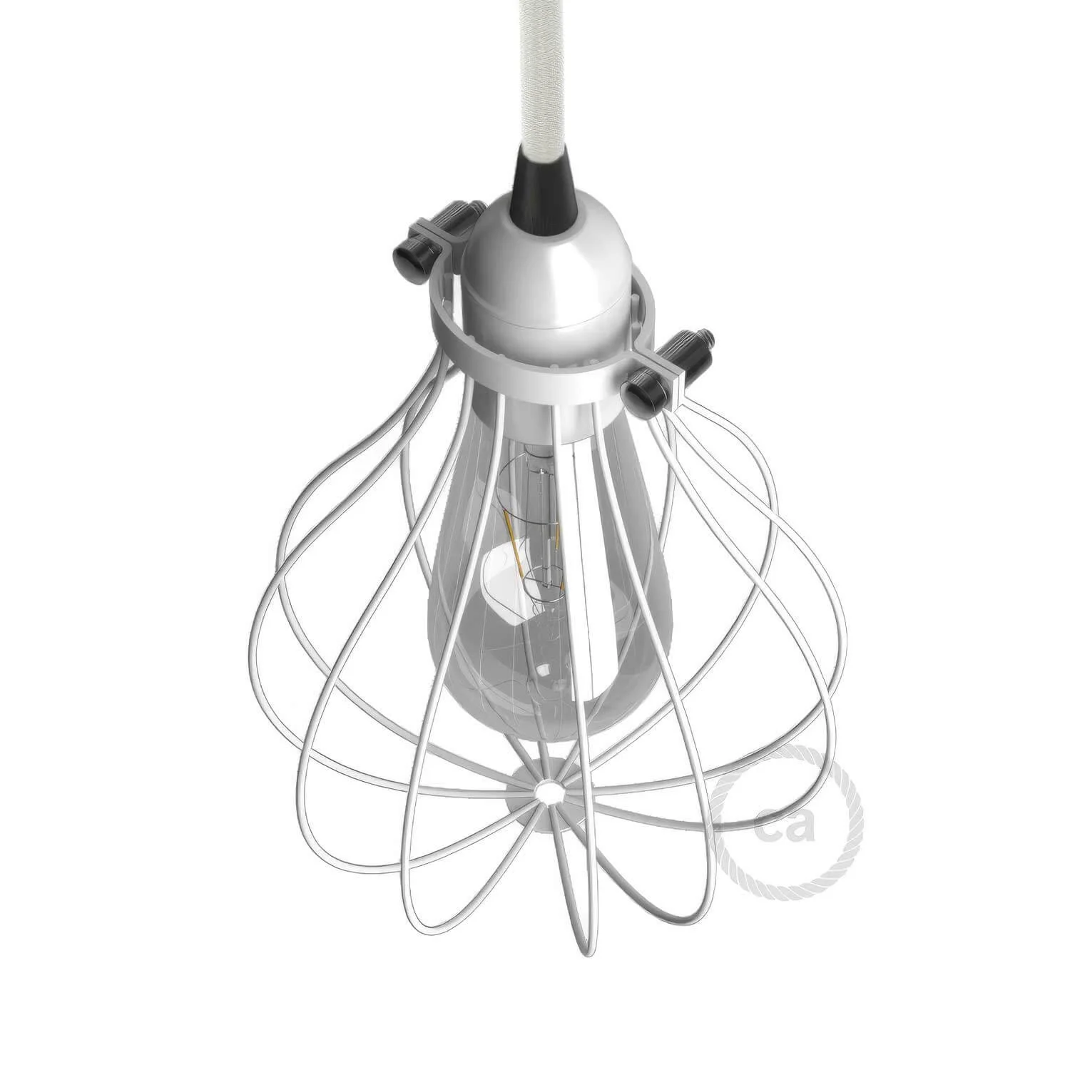 Drop metal lampshade cage with adjustable collar fitting - White - Image 3