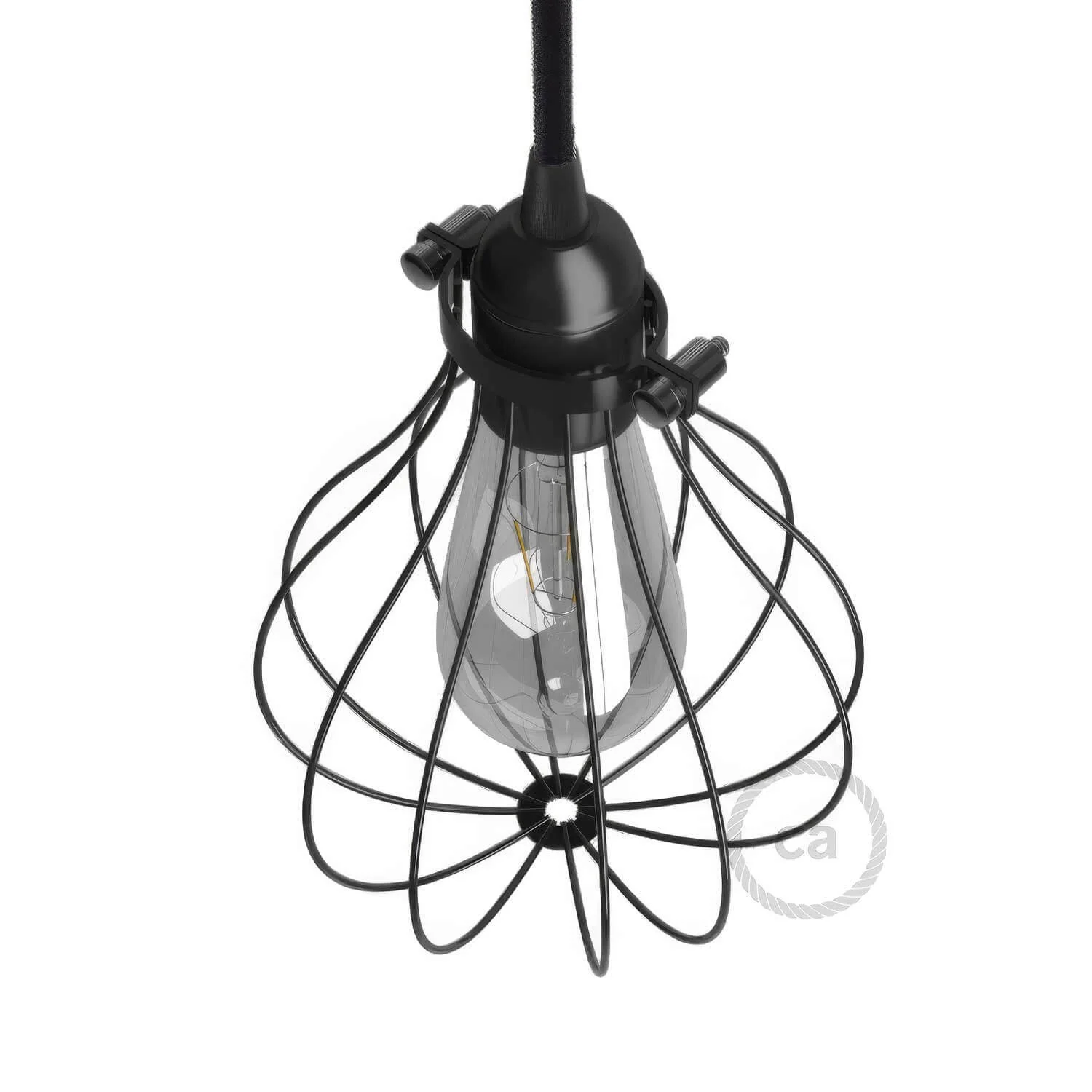 Drop lampshade cage in metal with adjustable collar fitting - Black - Image 3