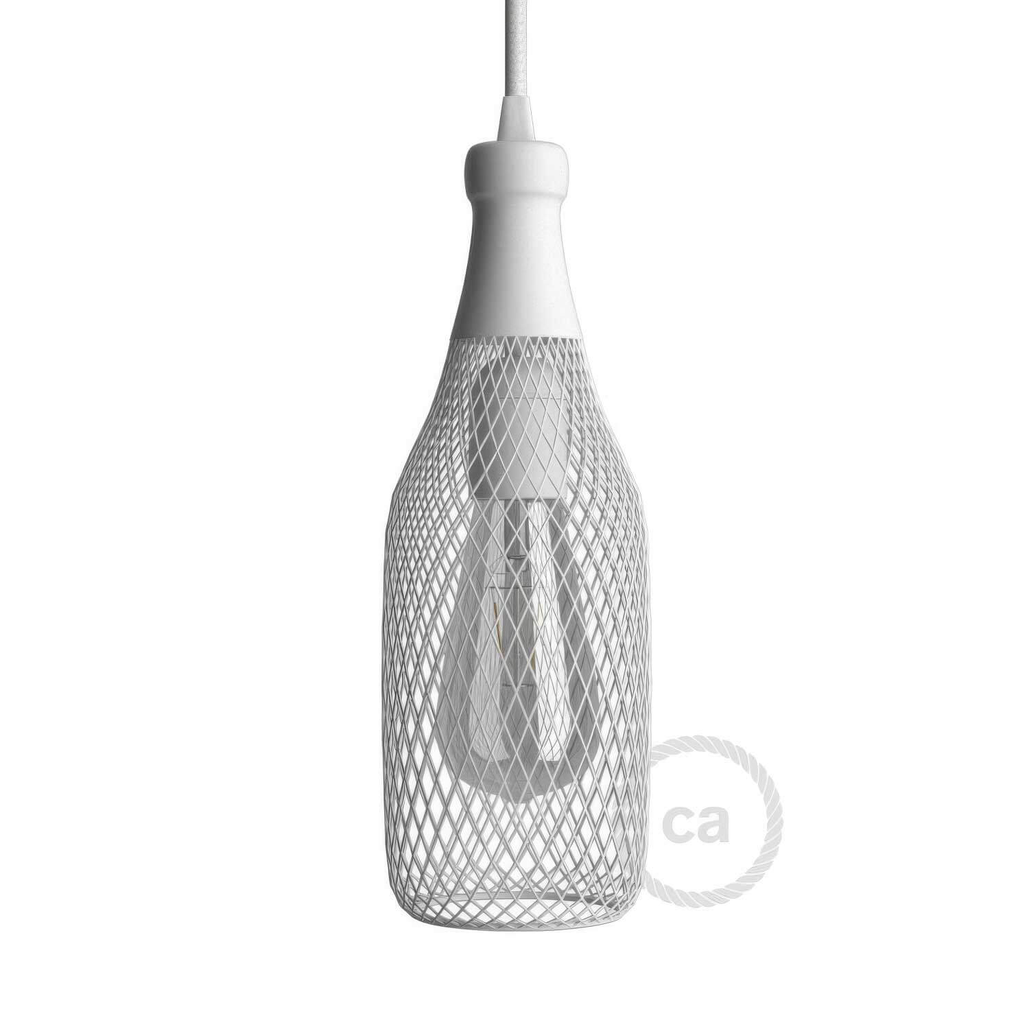 Magnum bottle lampshade cage in metal - White