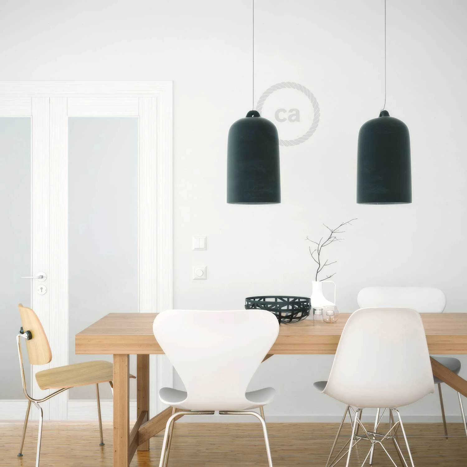 Campana, XL ceramic lampshade for pendant fitting - Made in Italy - Slate - Image 3