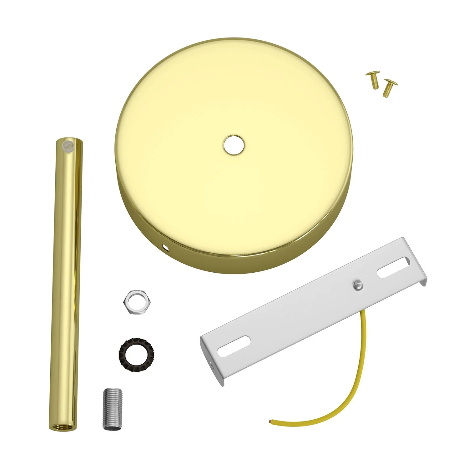 Cylindrical ceiling rose kit in metal with 15 cm cable clamp - Brass - Image 3